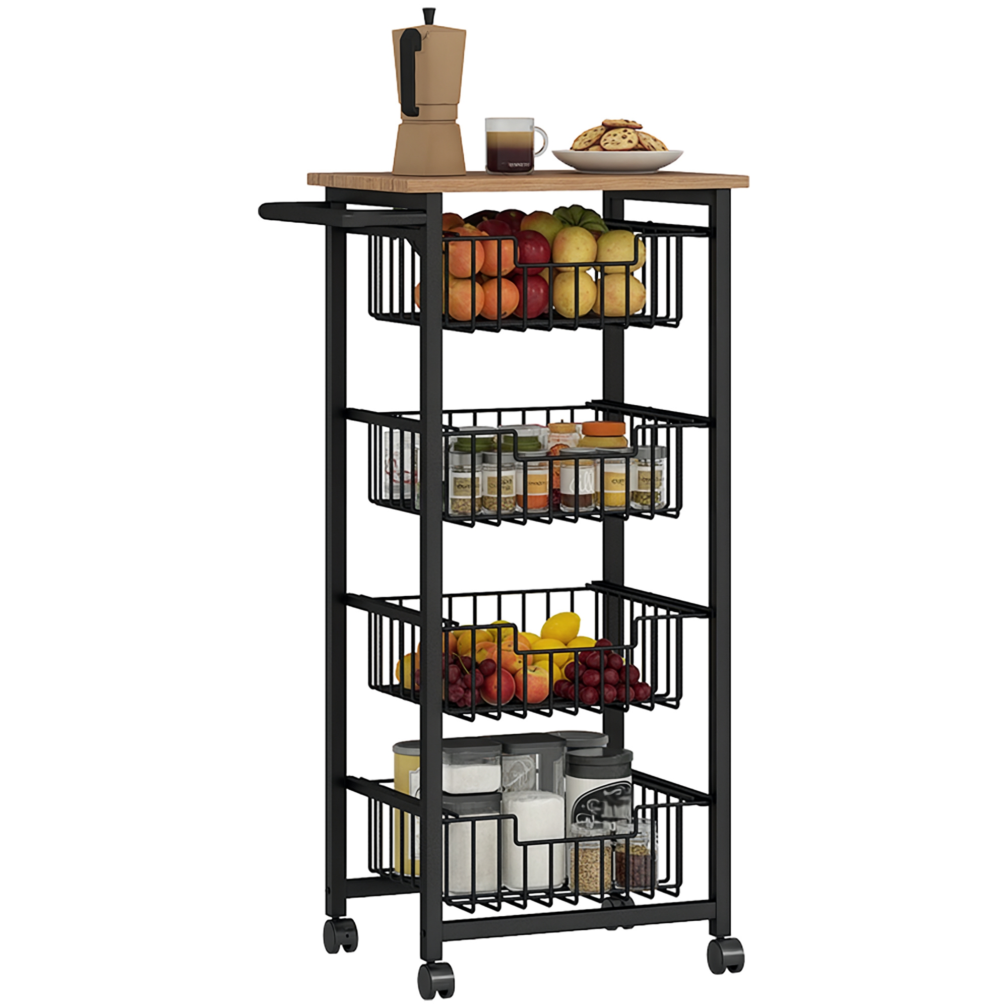 Immagine prodotto - Carrello da cucina in legno e acciaio