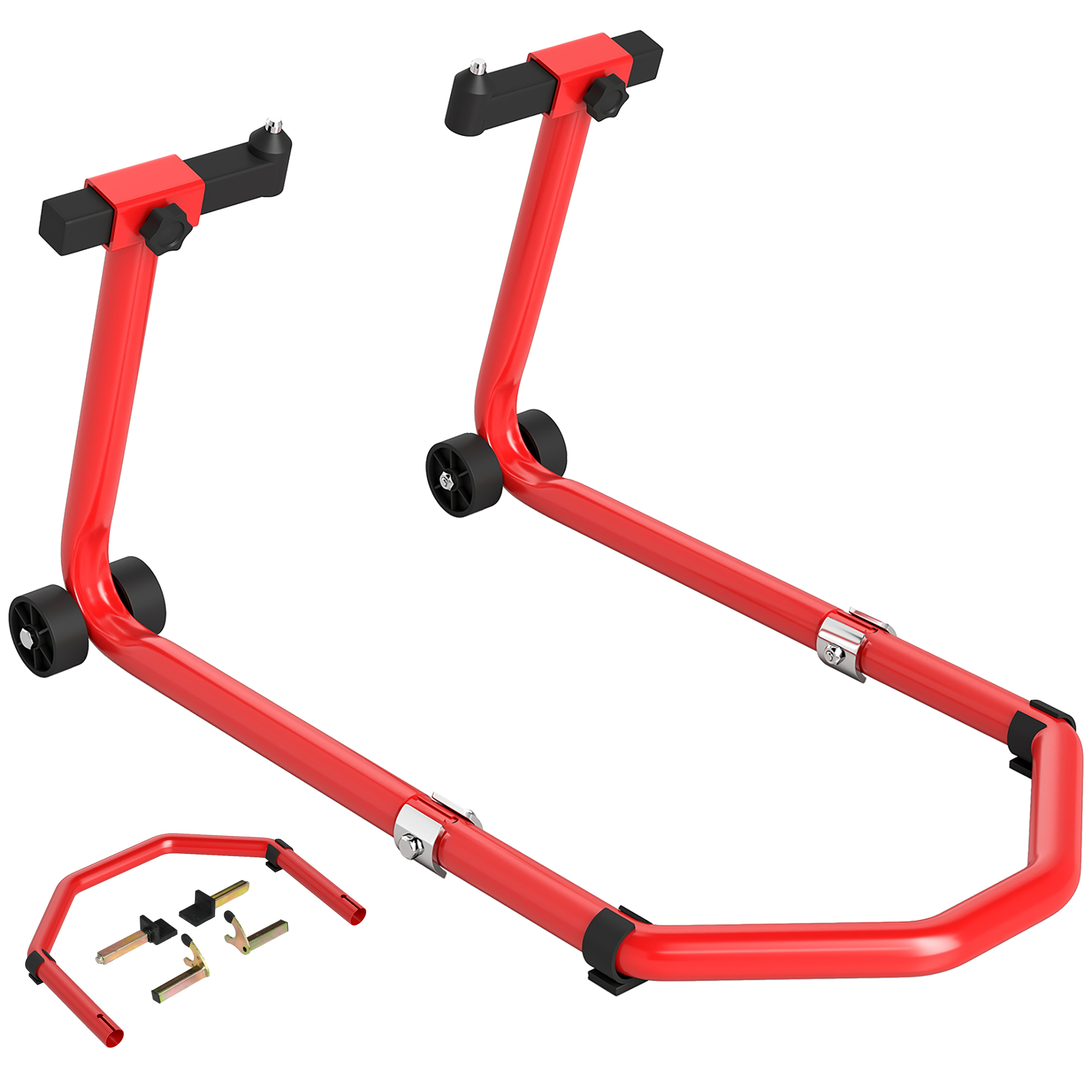 Cavalletto moto anteriore e posteriore rosso