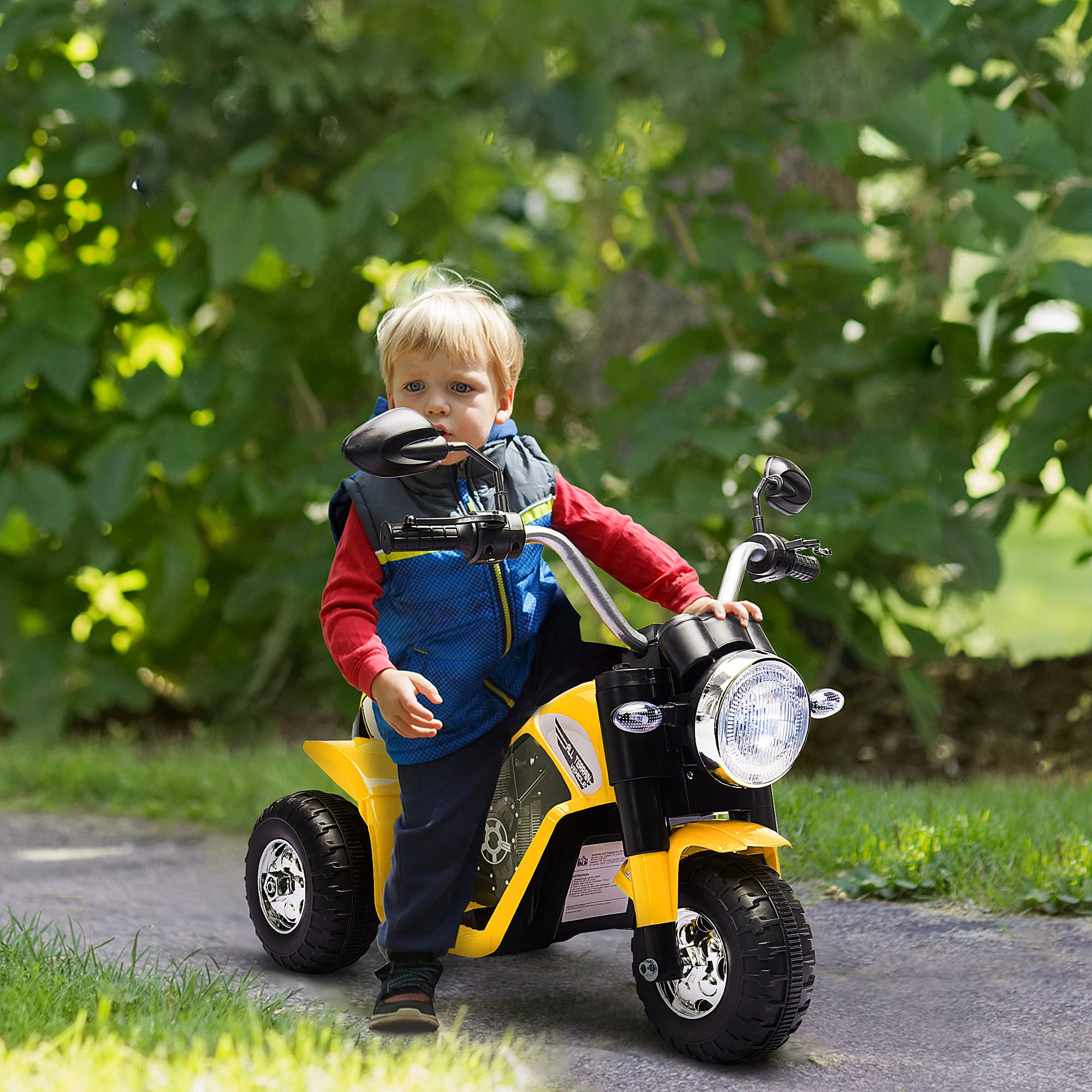 Vista laterale triciclo elettrico con batteria 6V