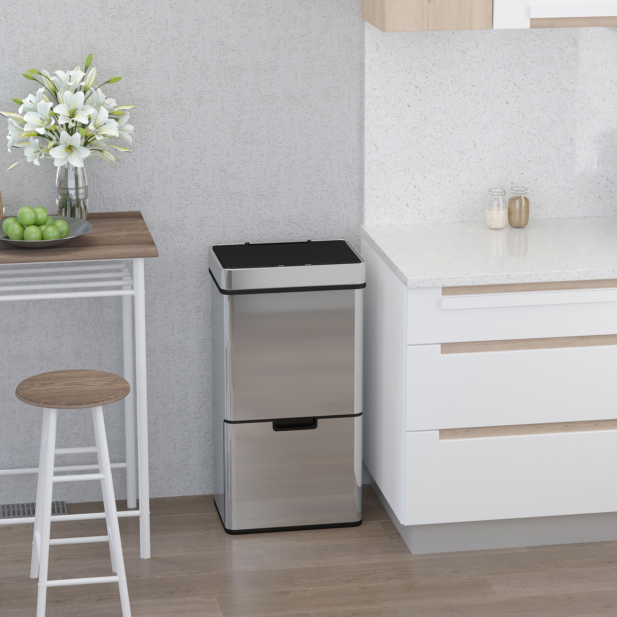 Immagine prodotto - Dettaglio scomparti pattumiera inox