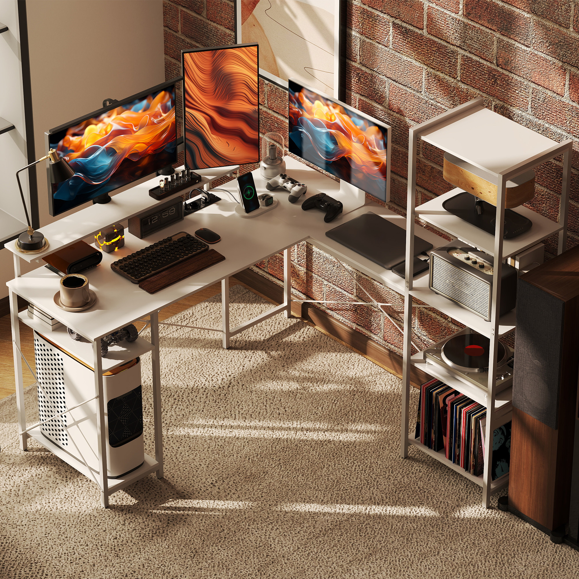 Immagine ambiente - Scrivania a L per home office