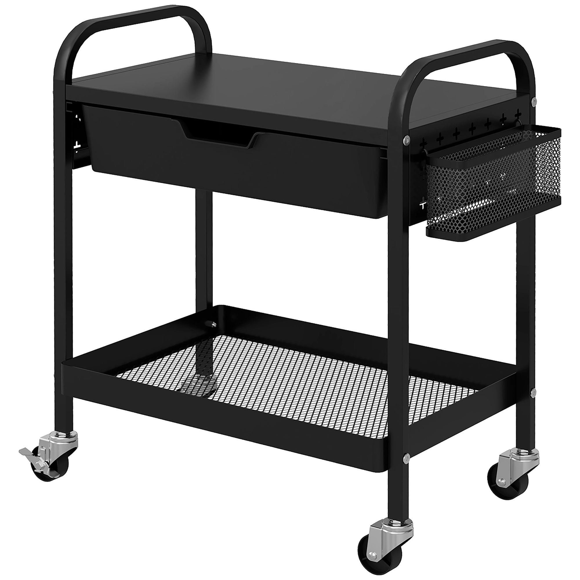 Immagine prodotto - Dettaglio carrello con ripiano e ruote con freno