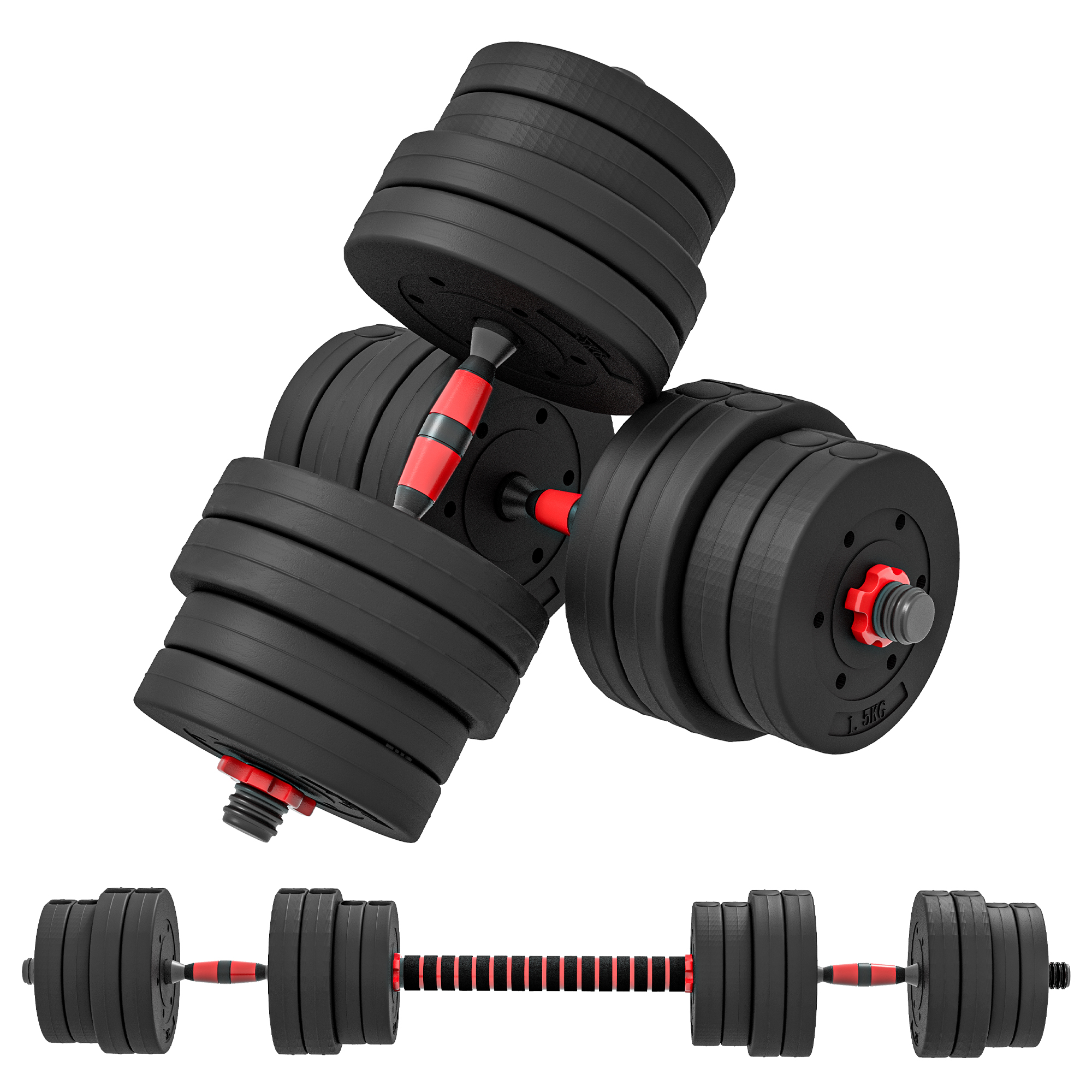 Immagine prodotto - Set manubri e bilanciere 2 in 1 30 kg