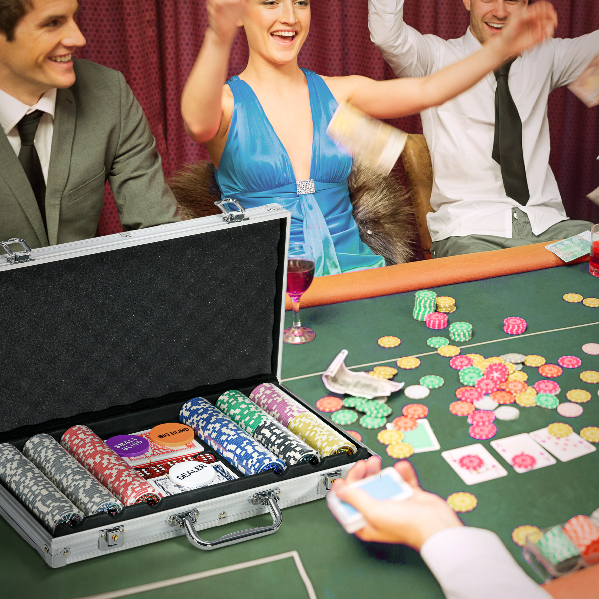 Immagine prodotto - Accessori set poker con tappeto di gioco