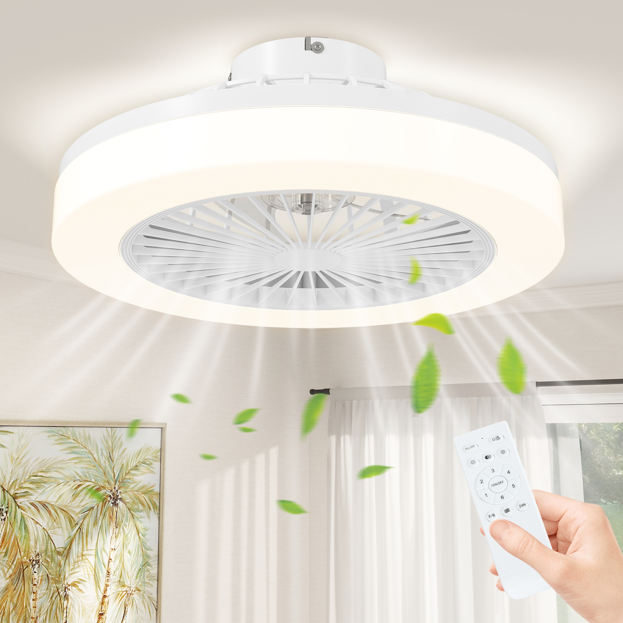 Vista ambiente - Ventilatore da soffitto bianco