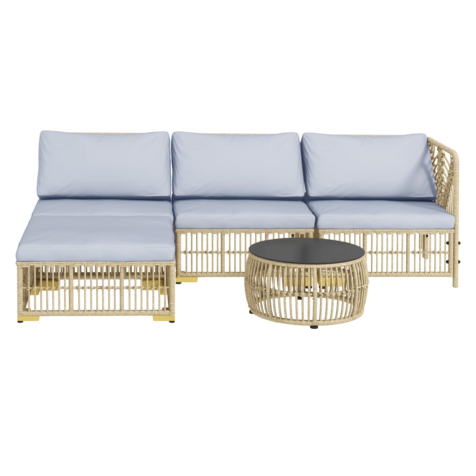 Set mobili da giardino 5 pezzi in rattan sintetico
