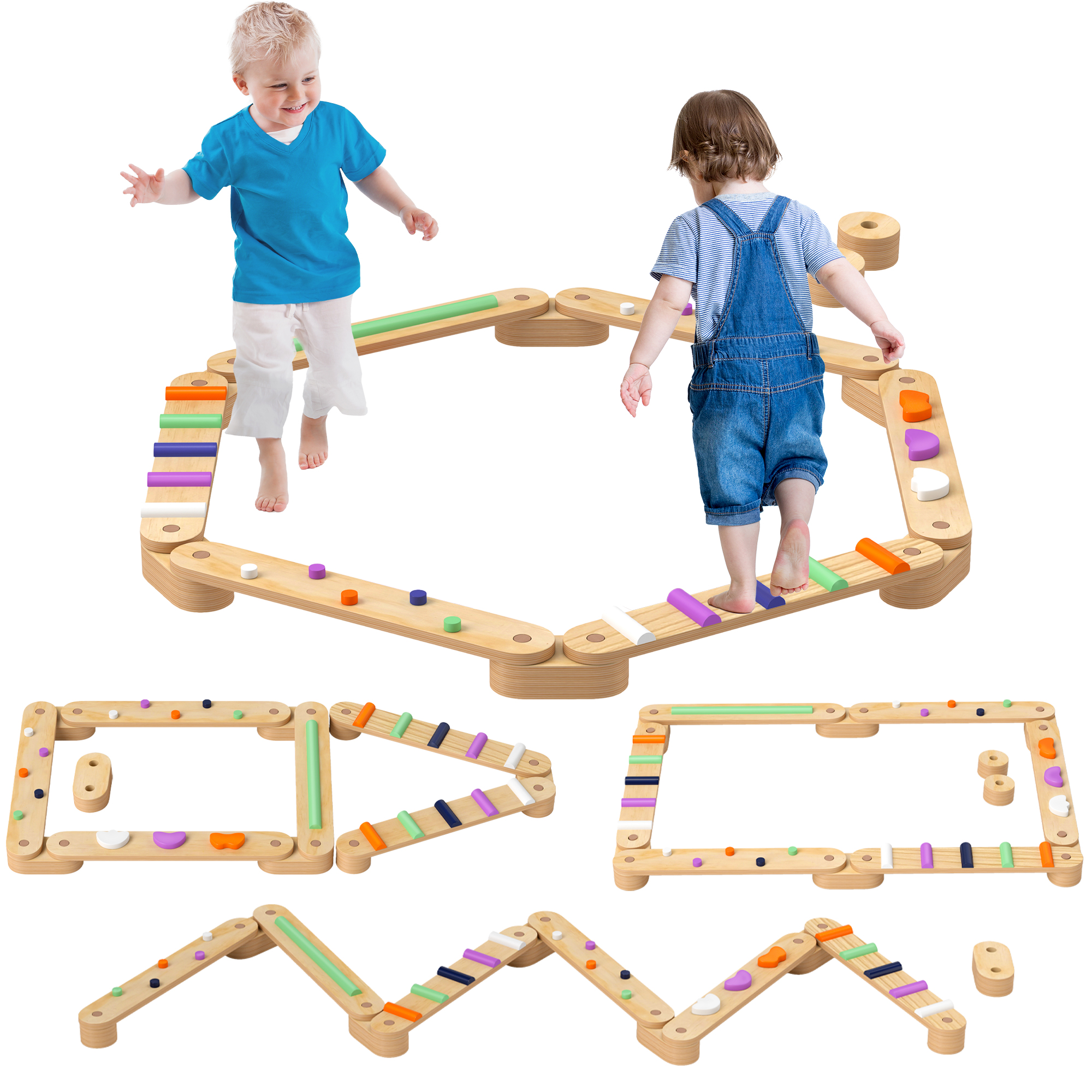 Immagine prodotto - Set trave di equilibrio in legno per bambini