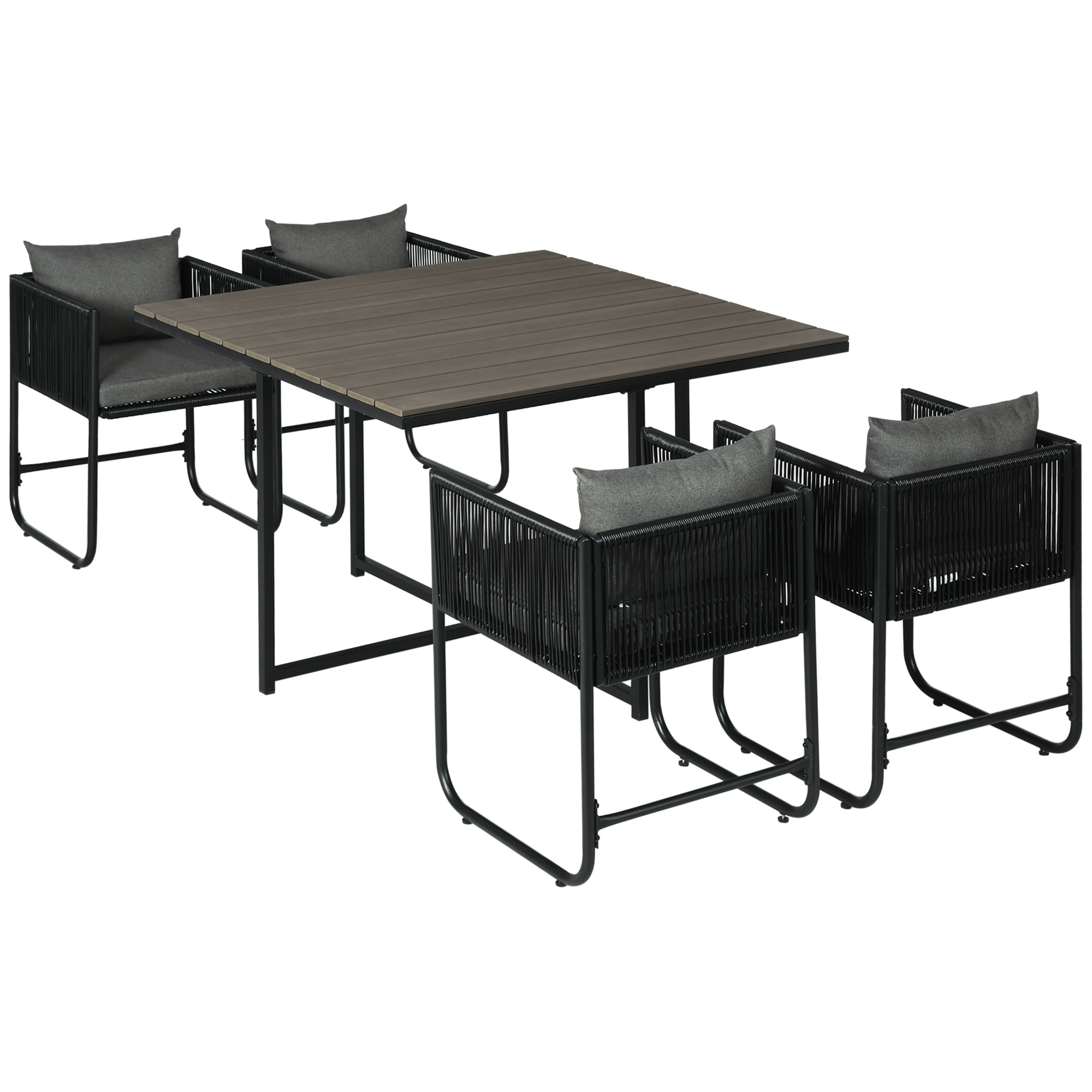 Immagine prodotto - Set da pranzo da giardino 5 pezzi in polyrattan