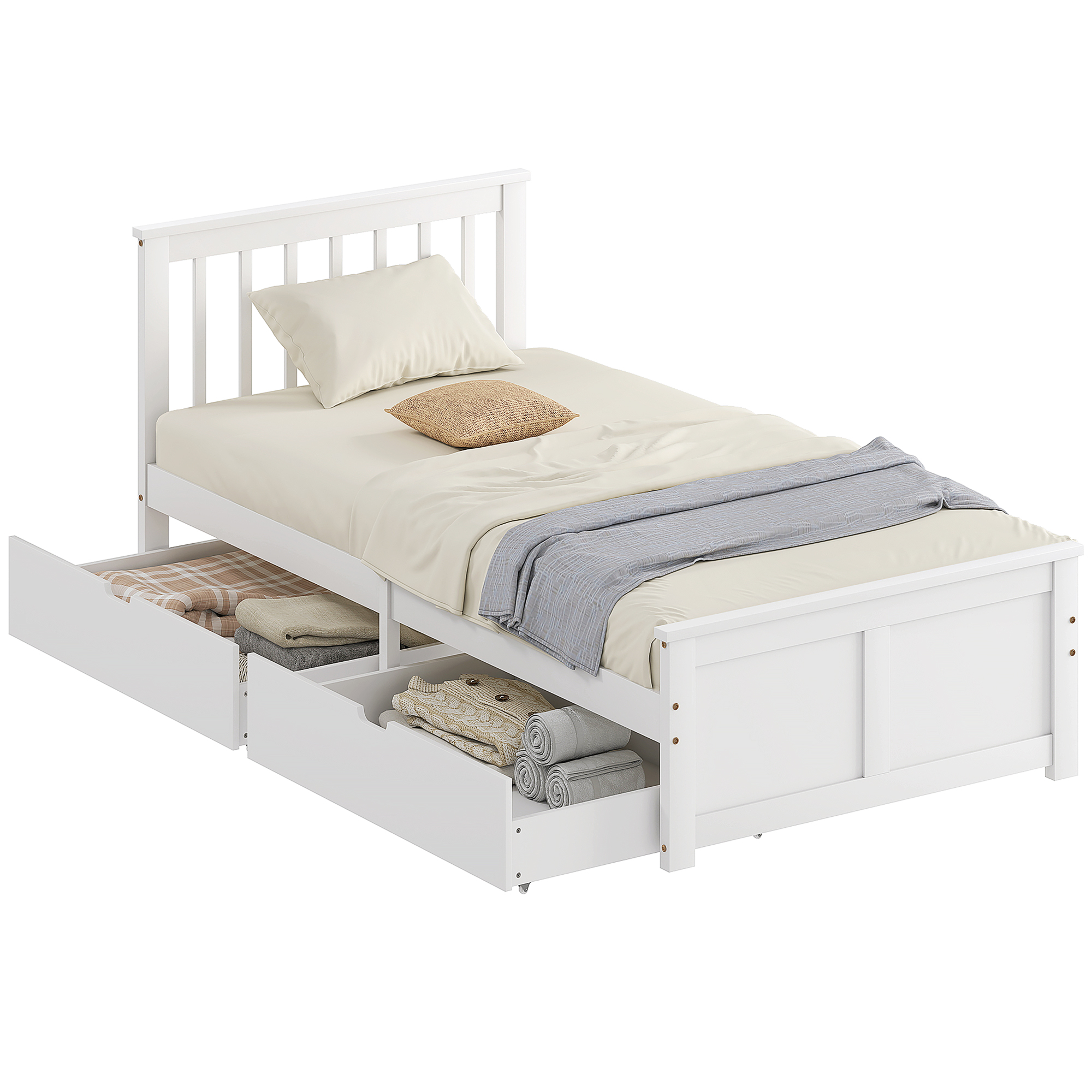 Immagine prodotto - Letto singolo in legno con cassetti