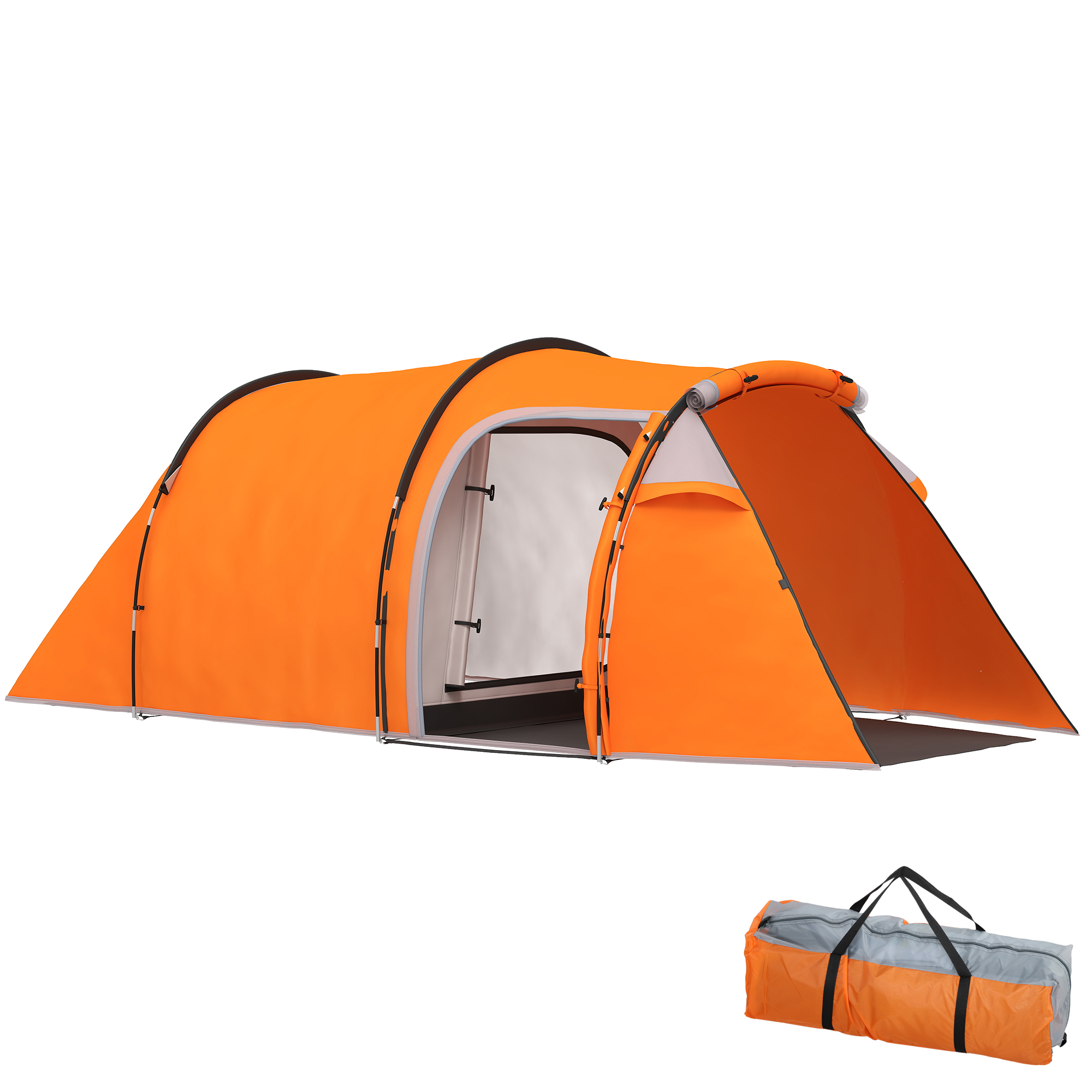 Tenda da campeggio a tunnel per 2 persone arancione