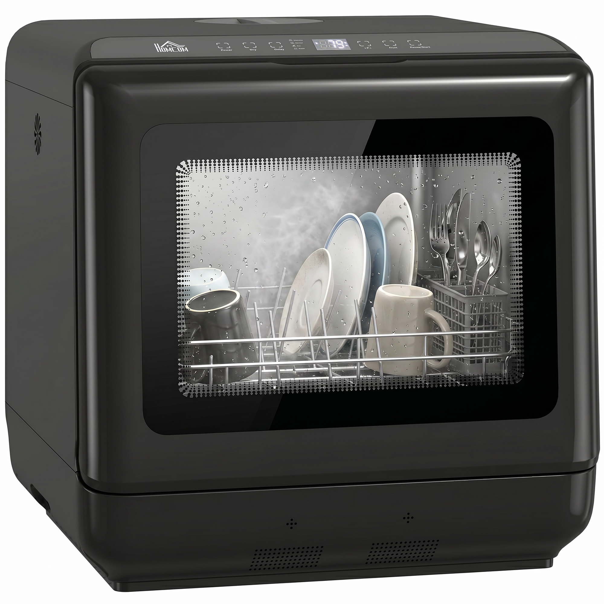 Immagine prodotto - Lavastoviglie da tavolo nera con display LED