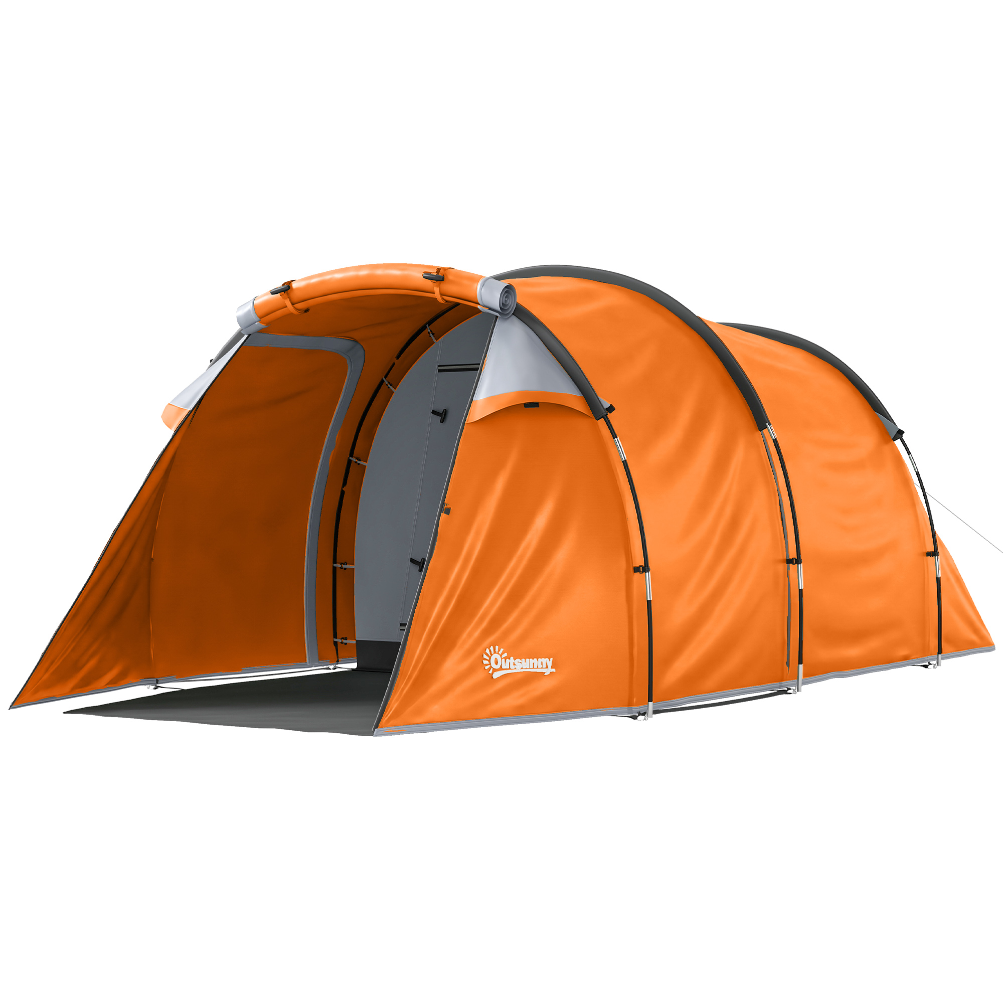 Dettaglio veranda tenda da campeggio arancione