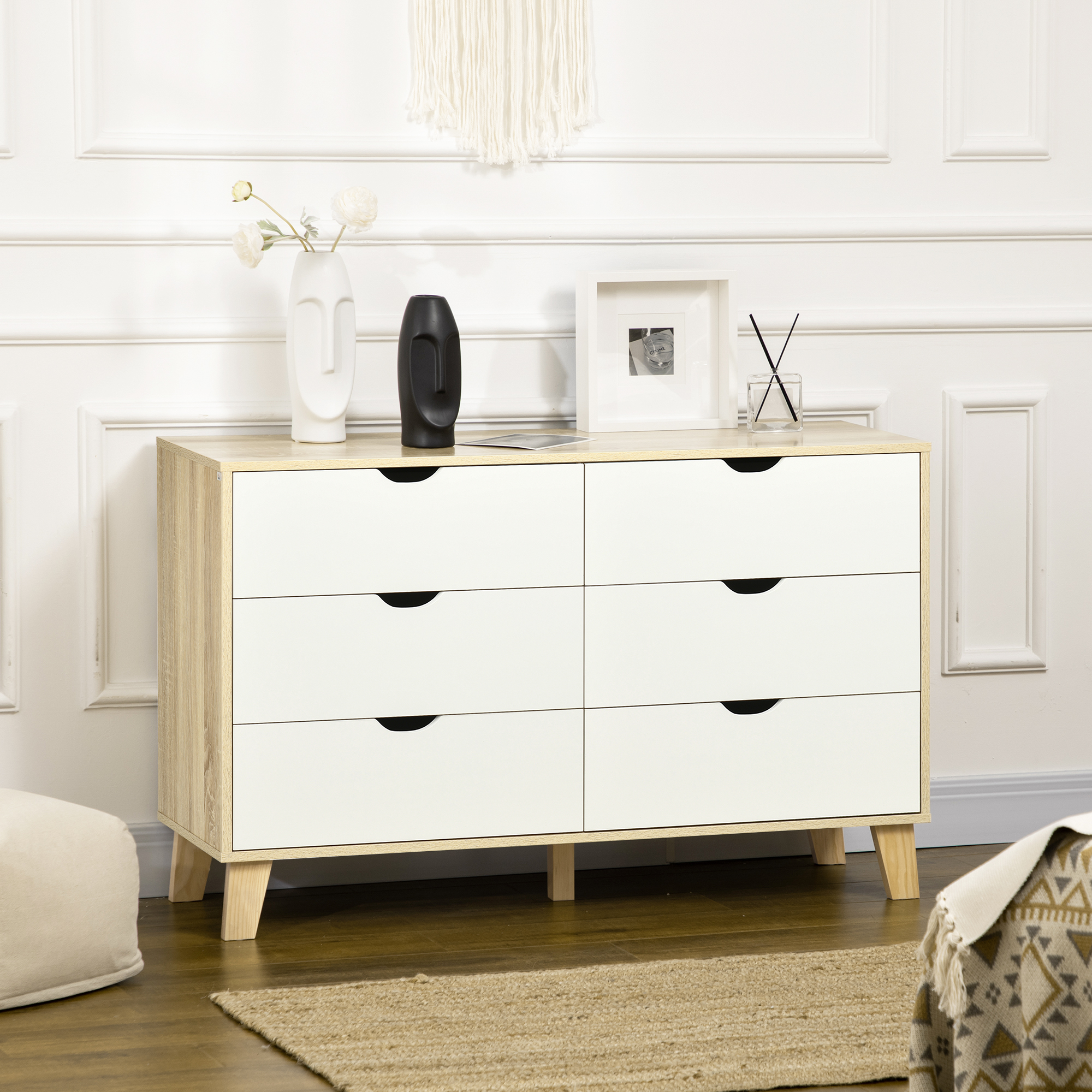 Vista prodotto - Mobile cassettiera con gambe in legno