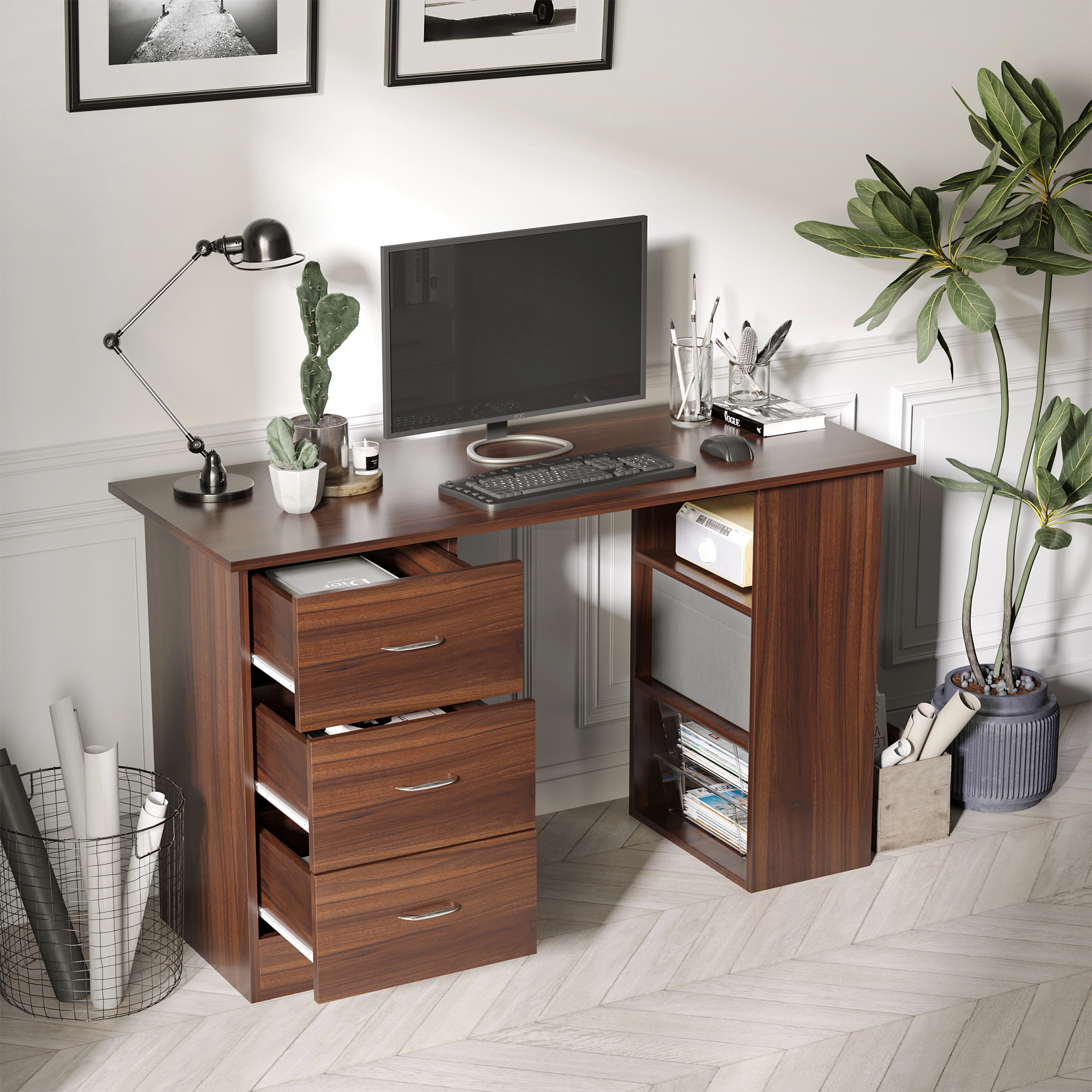 Immagine prodotto - Vista scrivania porta PC 120 x 50 cm