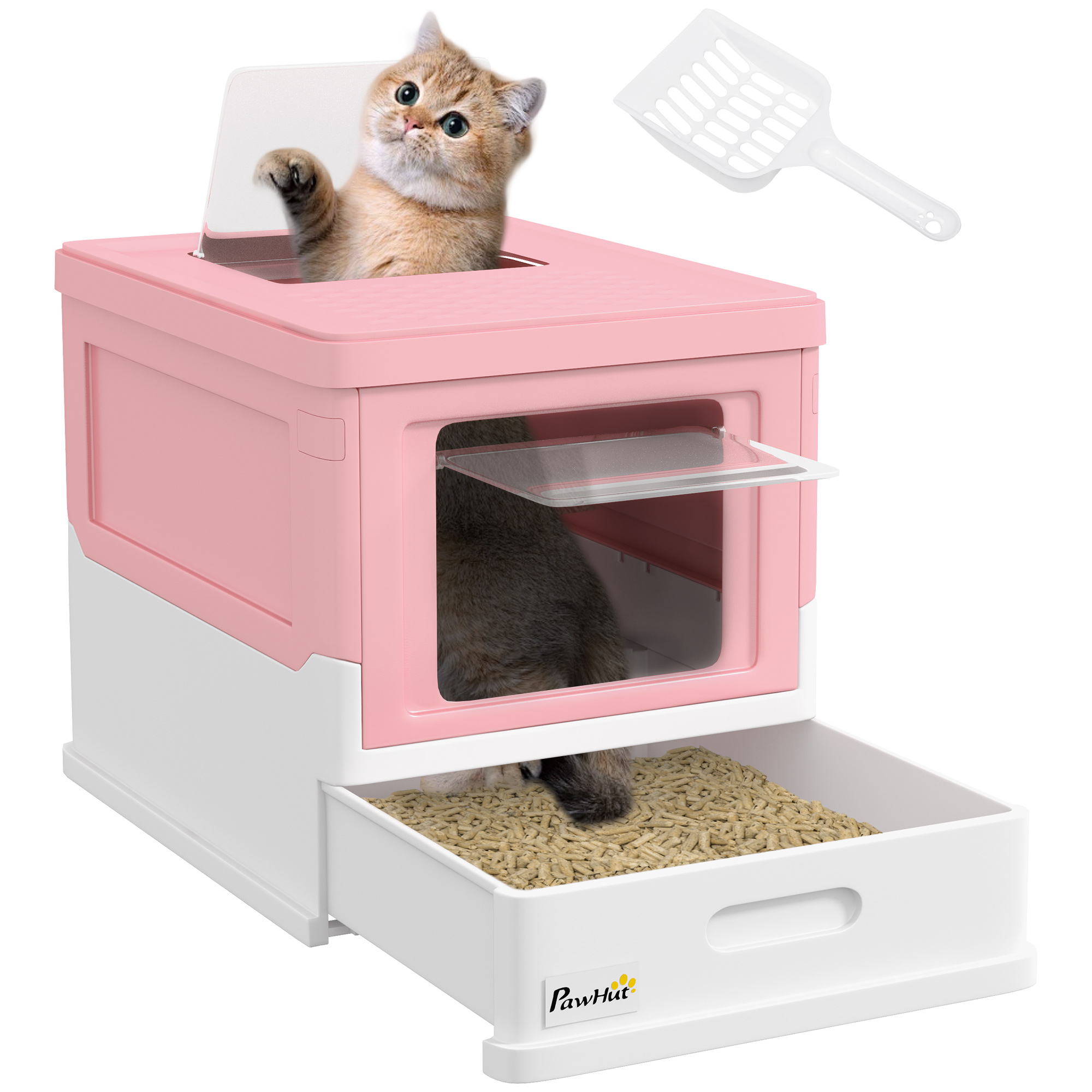 Immagine prodotto - Lettiera per gatti chiusa pieghevole rosa