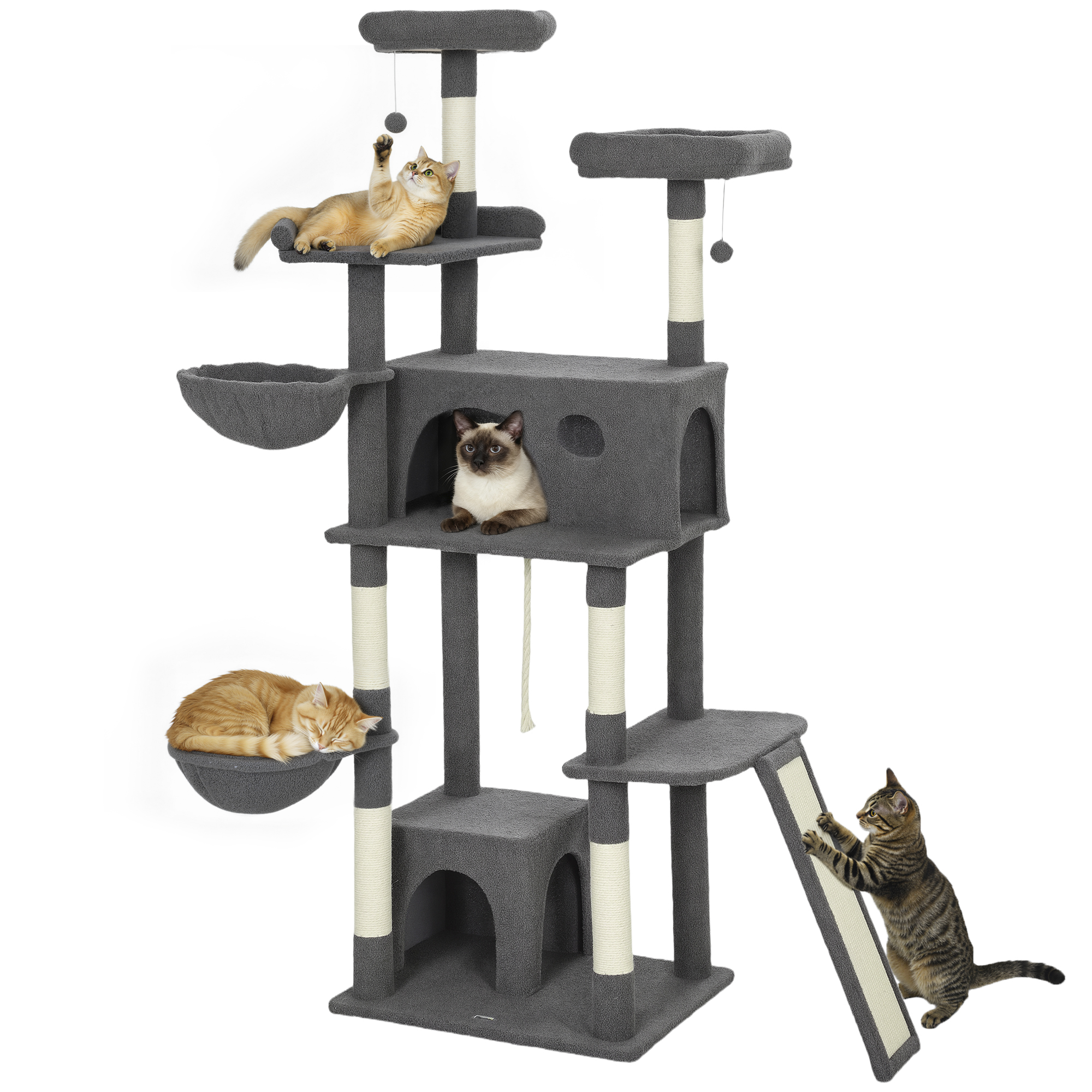 Immagine prodotto - Albero tiragraffi per gatti 174 cm grigio