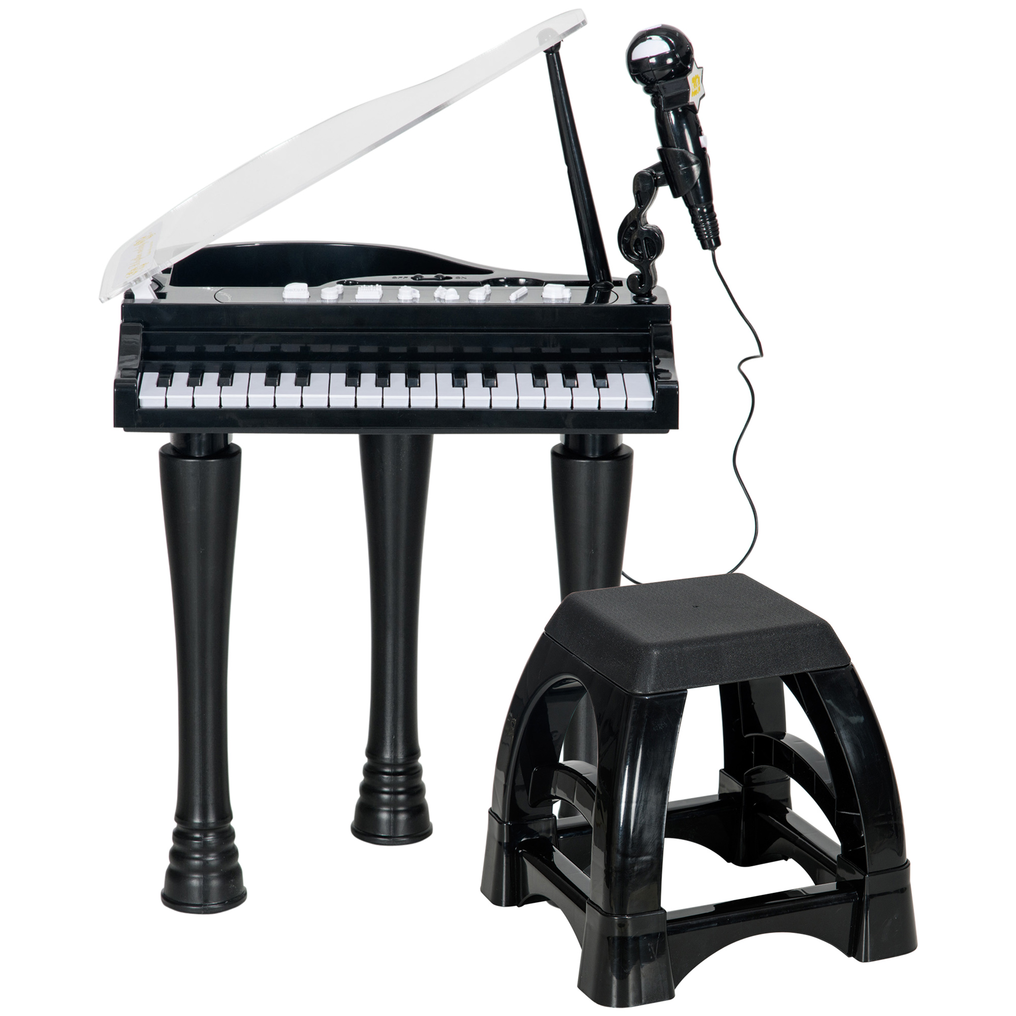 Immagine prodotto - Pianoforte con microfono e sgabello
