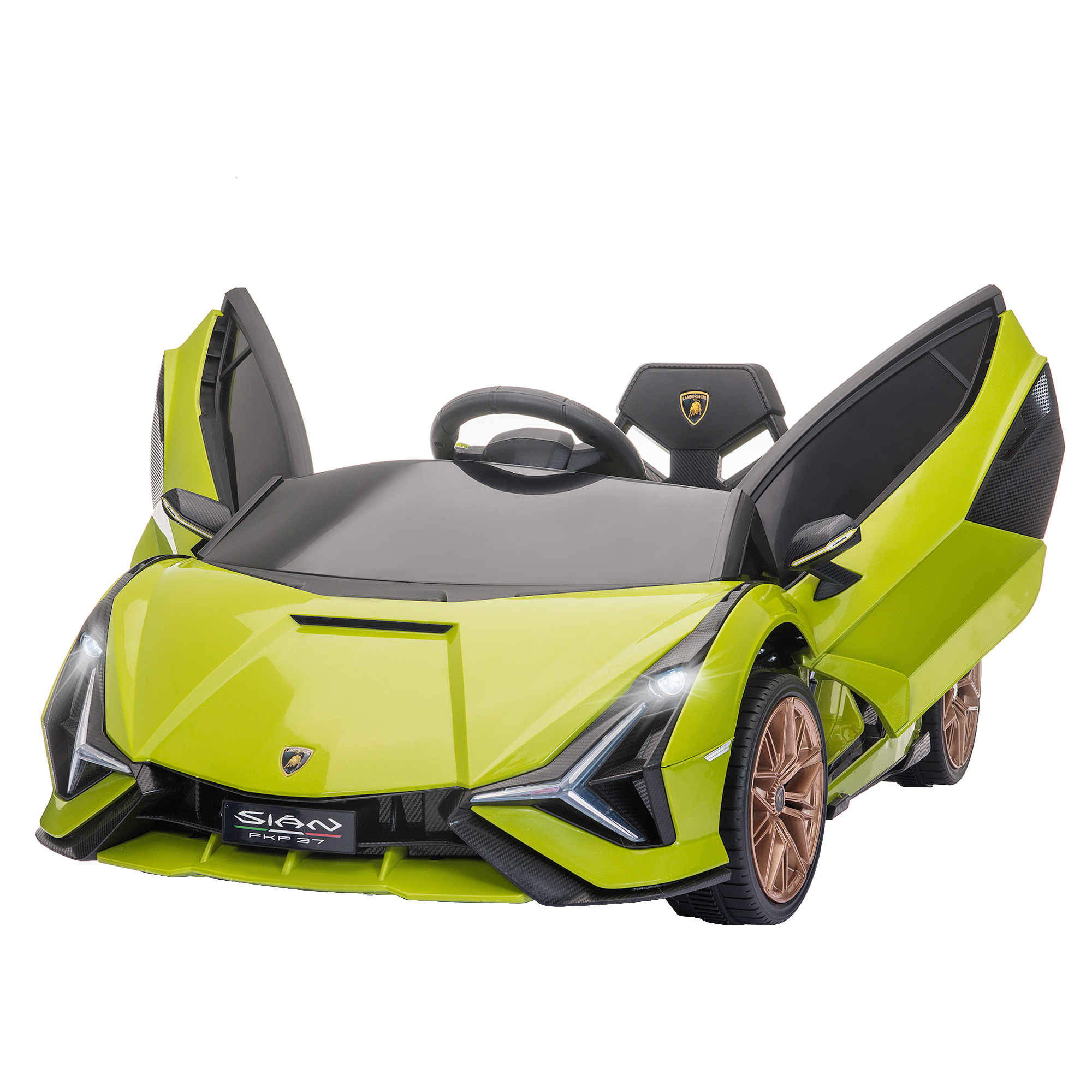 Auto elettrica per bambini Lamborghini Sian verde vista frontale