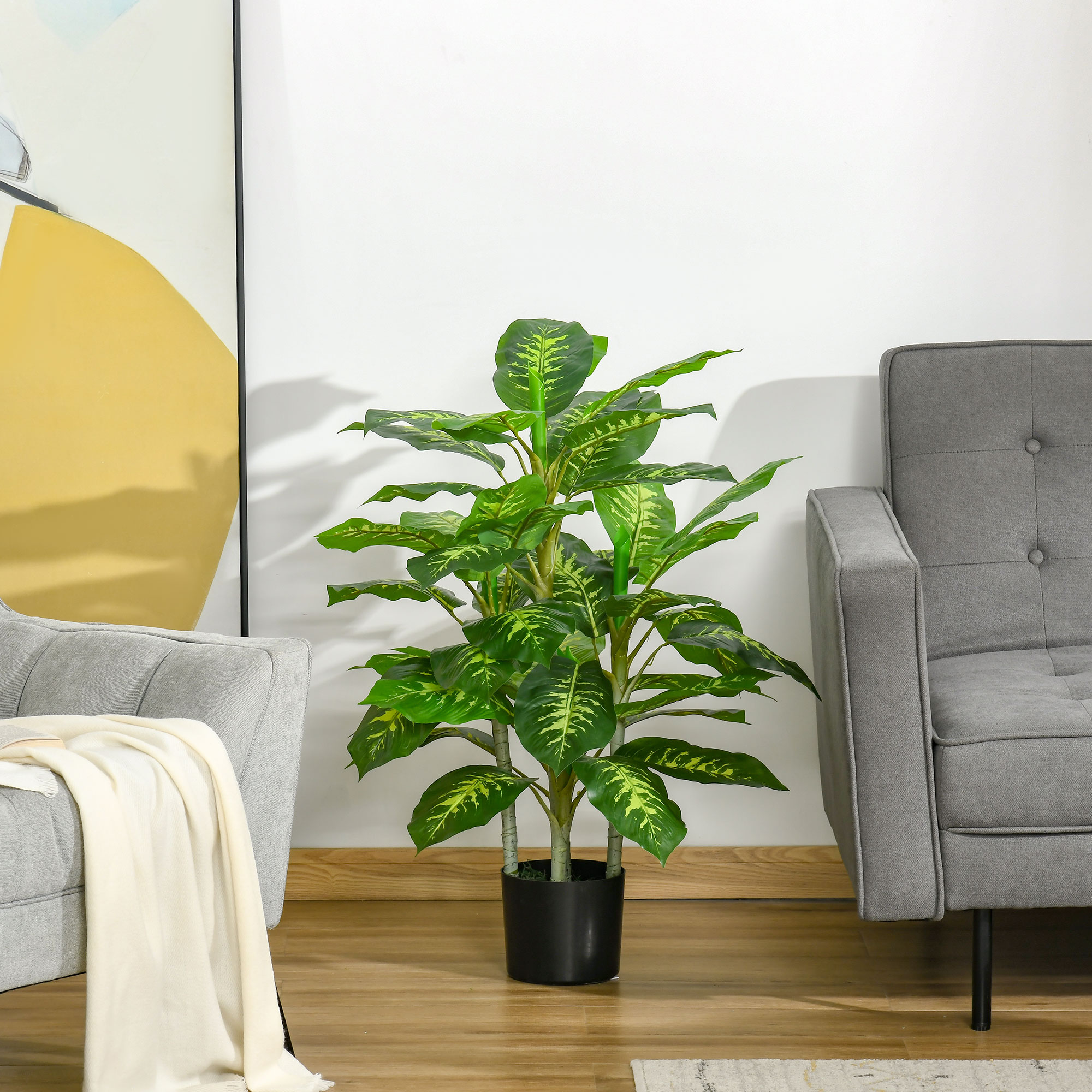 Dettaglio vaso - Pianta artificiale Calathea