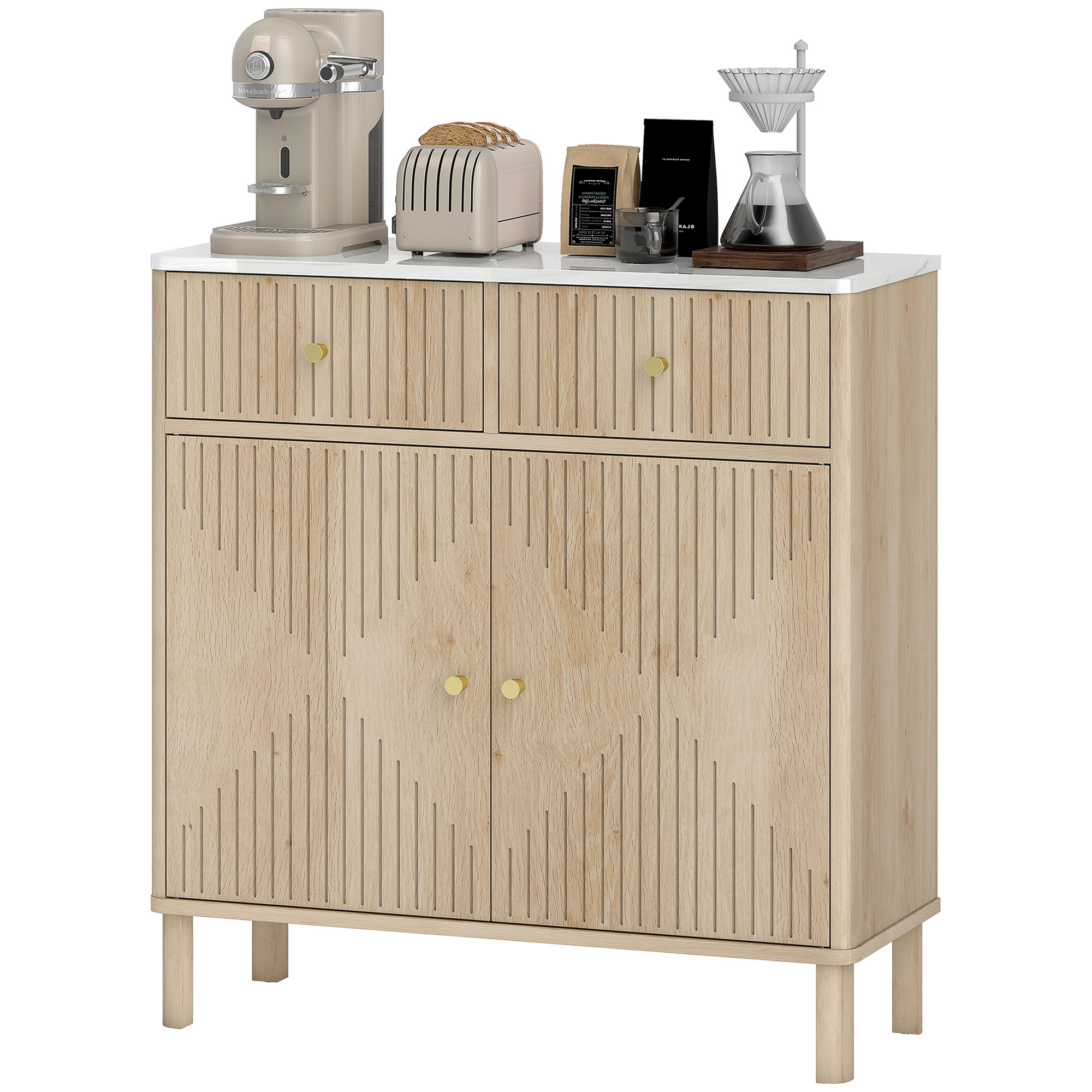 Dettaglio credenza con ante e ripiano regolabile