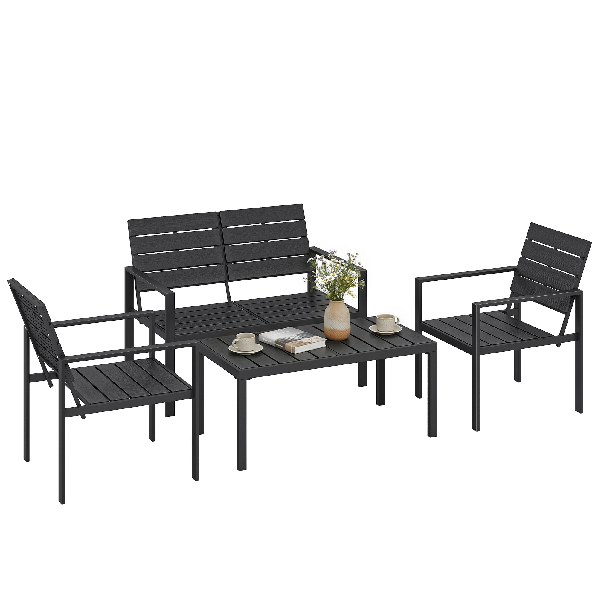 Immagine prodotto - Set salotto da giardino 4 pezzi nero