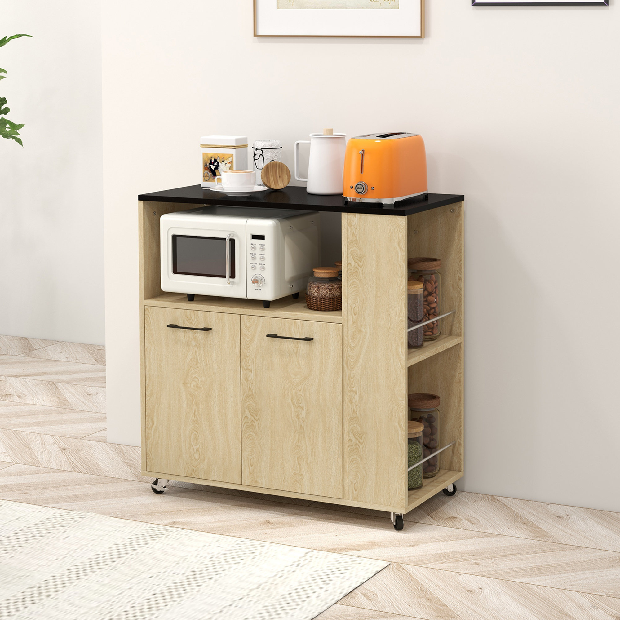Carrello da cucina con ruote e scomparti