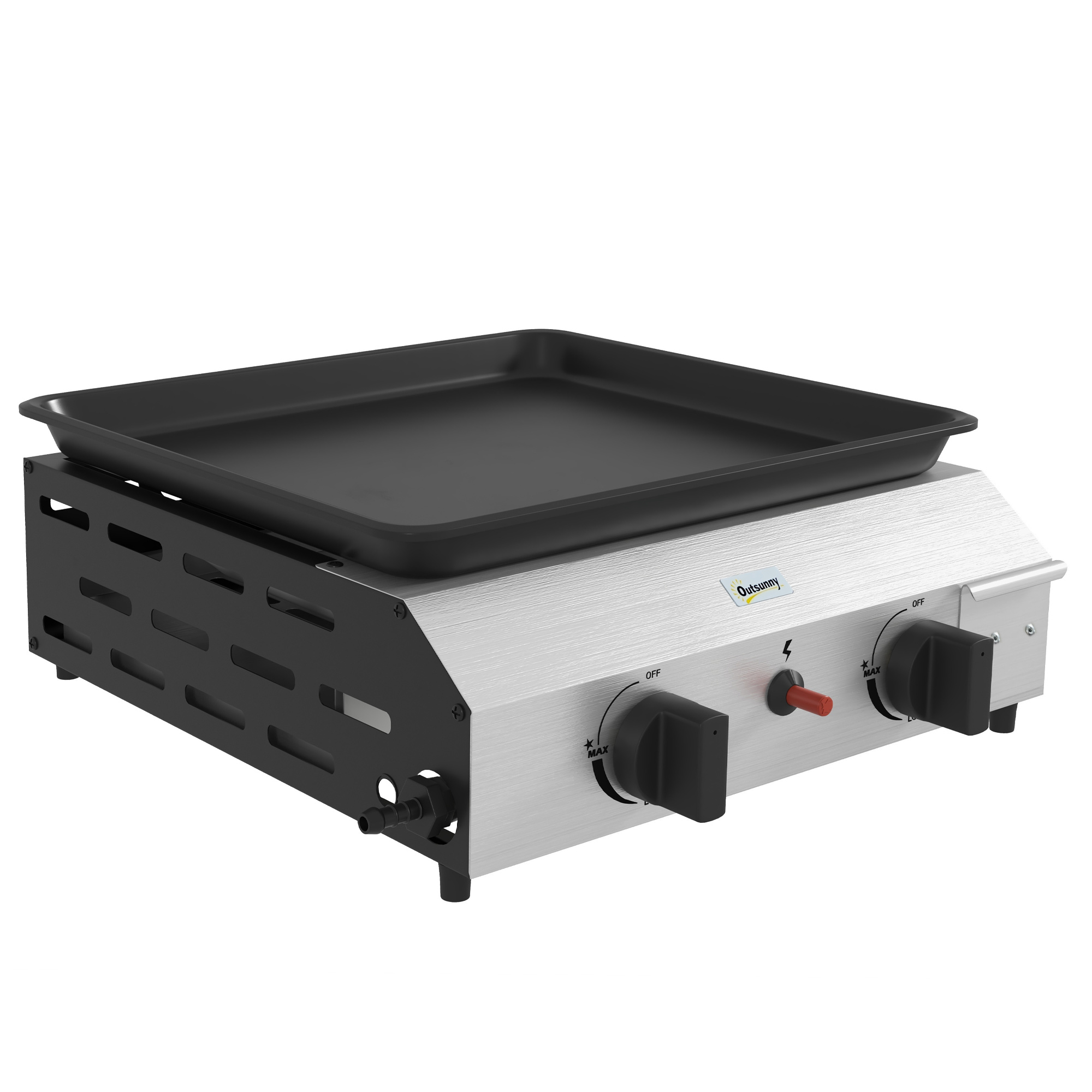 Piastra barbecue a gas 2 bruciatori argento