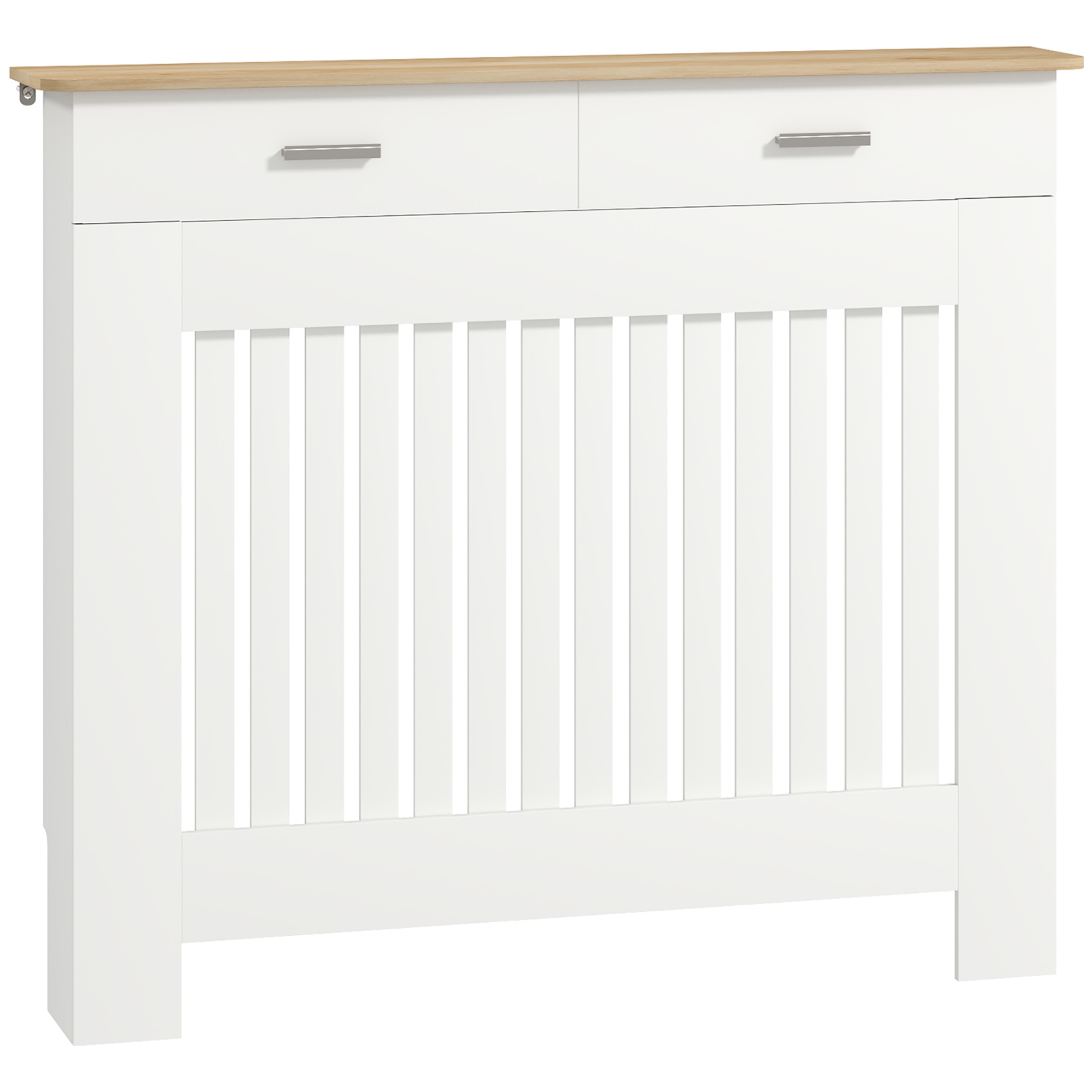 Copritermosifone in legno bianco vista frontale
