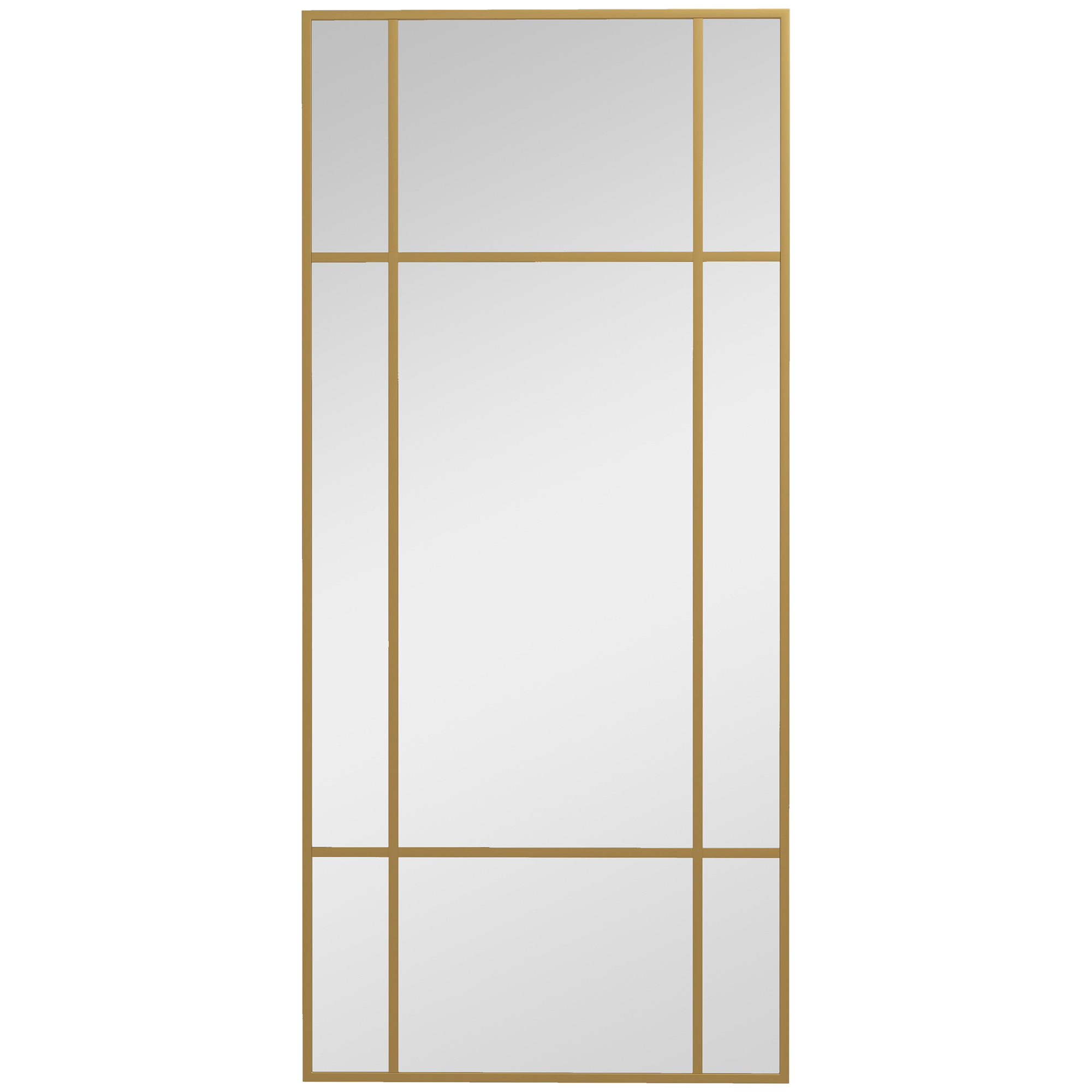 Specchio da parete stile finestra oro vista frontale