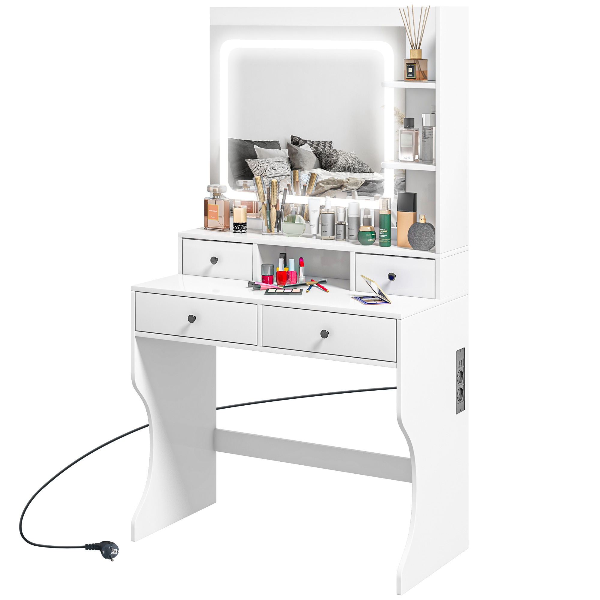 Immagine prodotto - Toeletta da trucco con specchio LED bianca