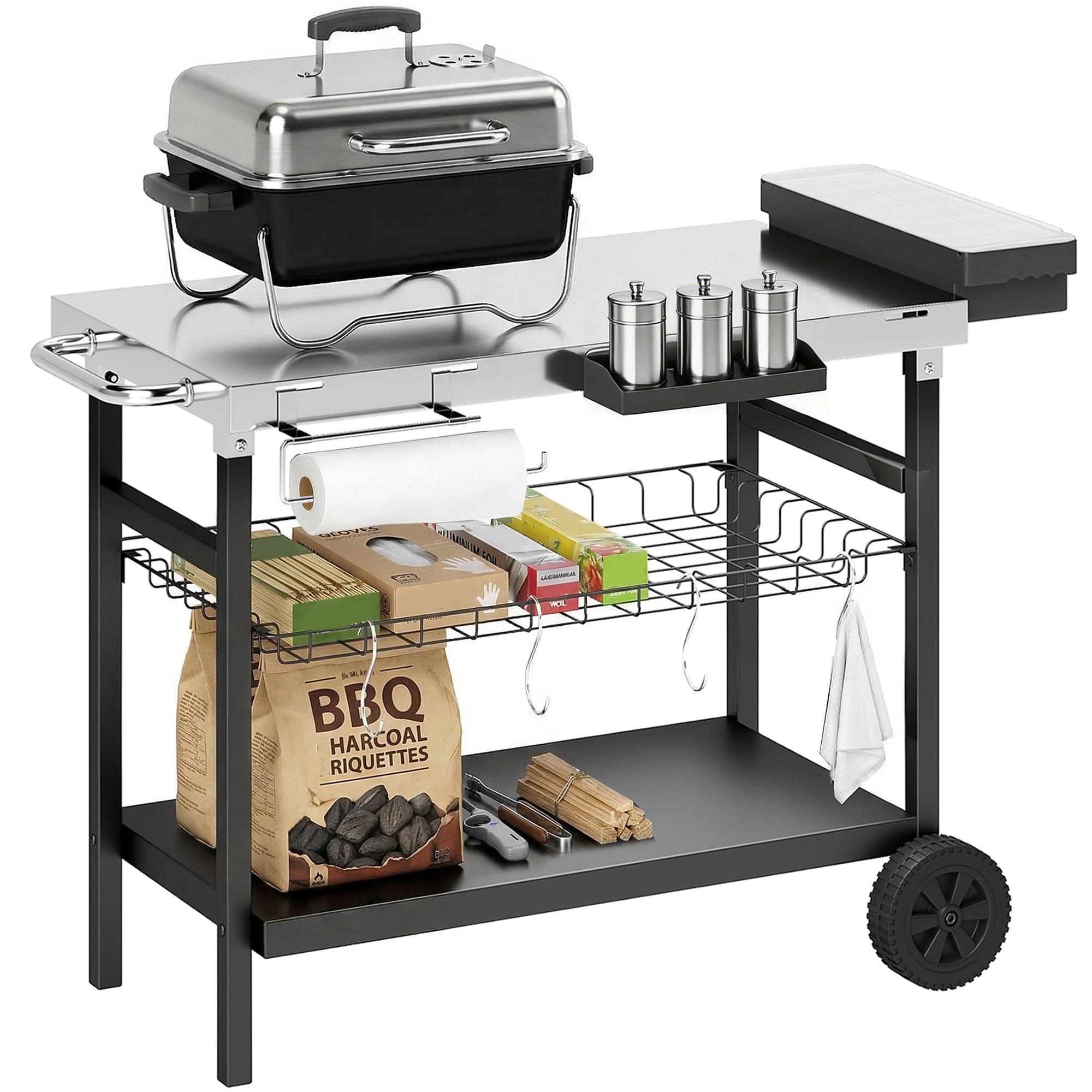 Immagine prodotto - Carrello barbecue da esterno con piano inox