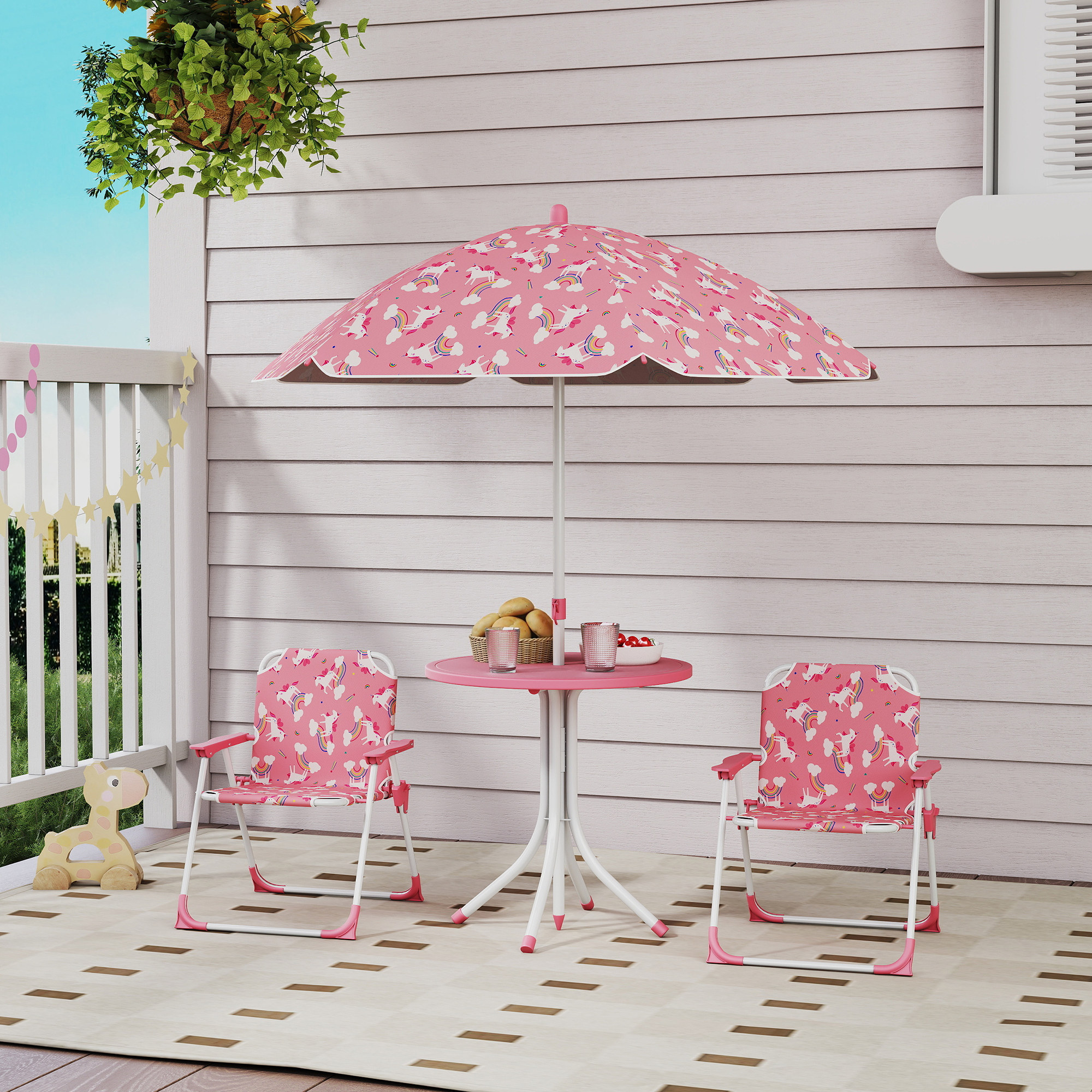 Vista set tavolo e sedie da picnic per bambini