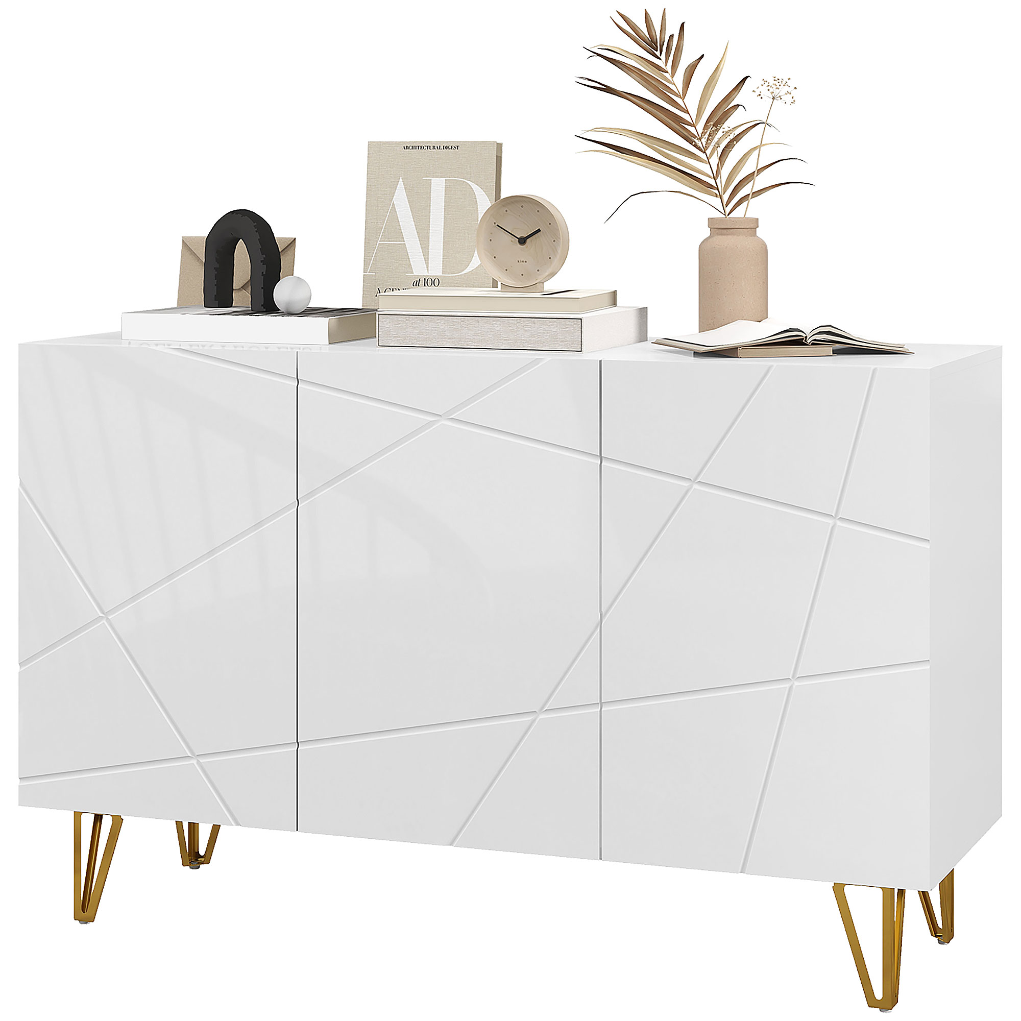 Immagine dettaglio - Credenza Moderna Bianco e Oro