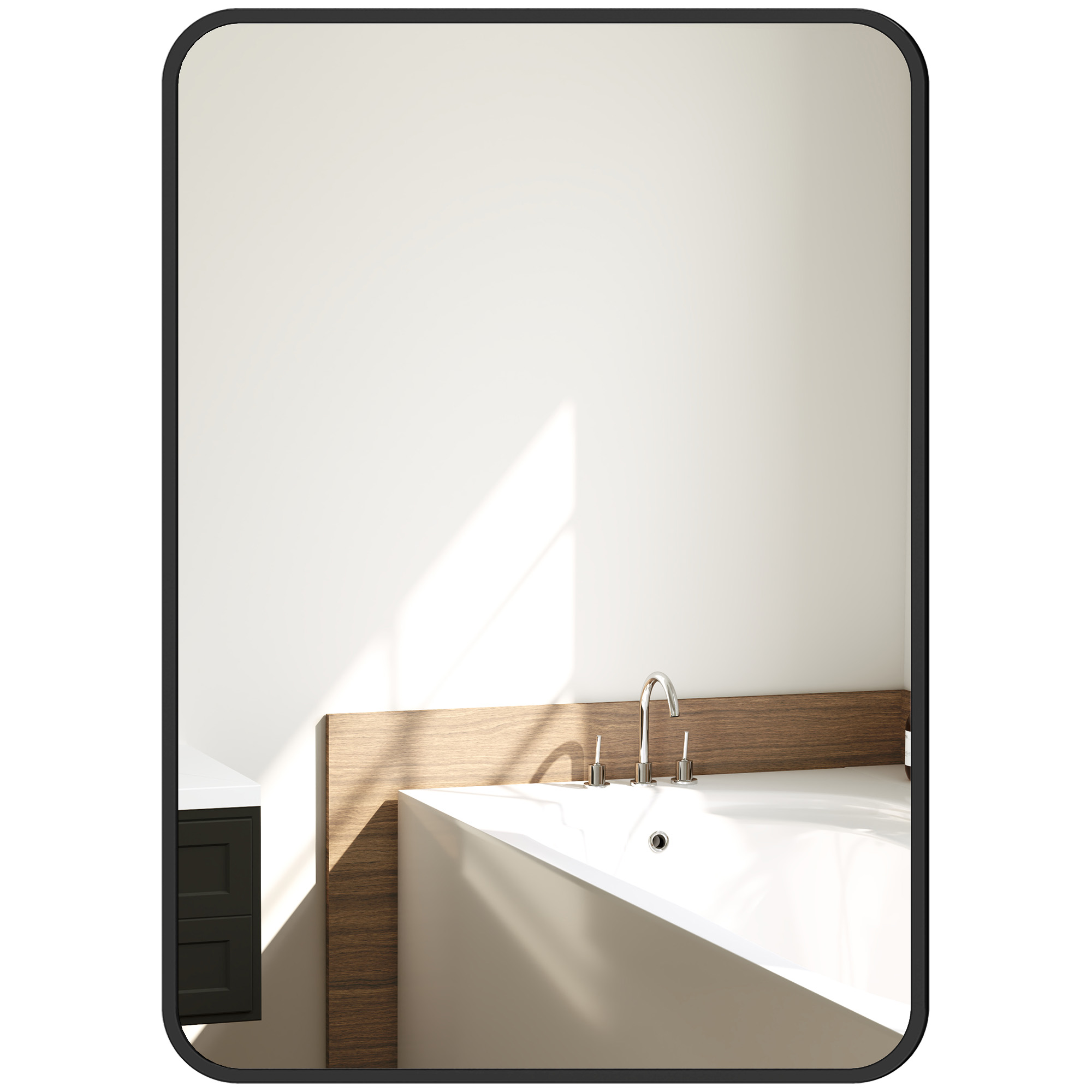 Specchio bagno da parete nero - Vista frontale