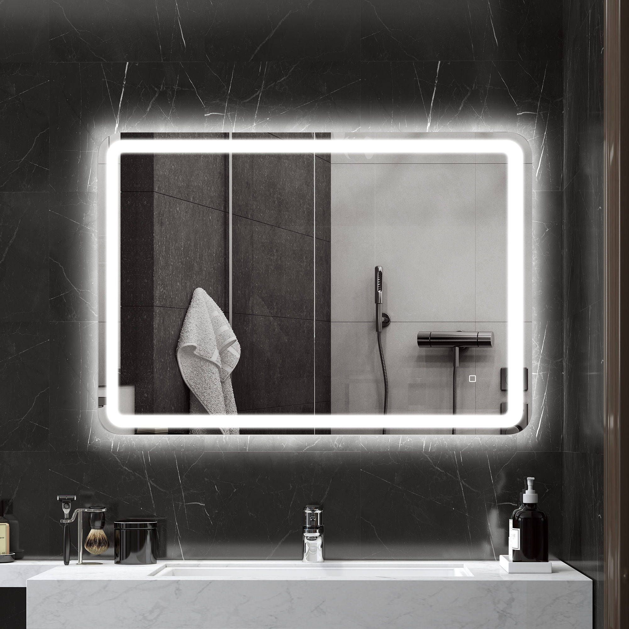 Vista ambiente - Specchio bagno LED moderno