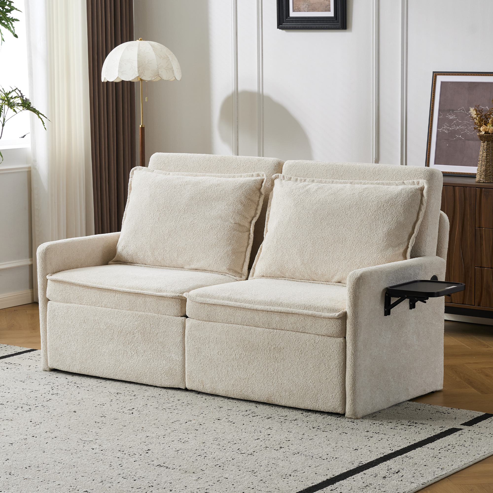Immagine prodotto - Divano letto 3 in 1 in ciniglia beige