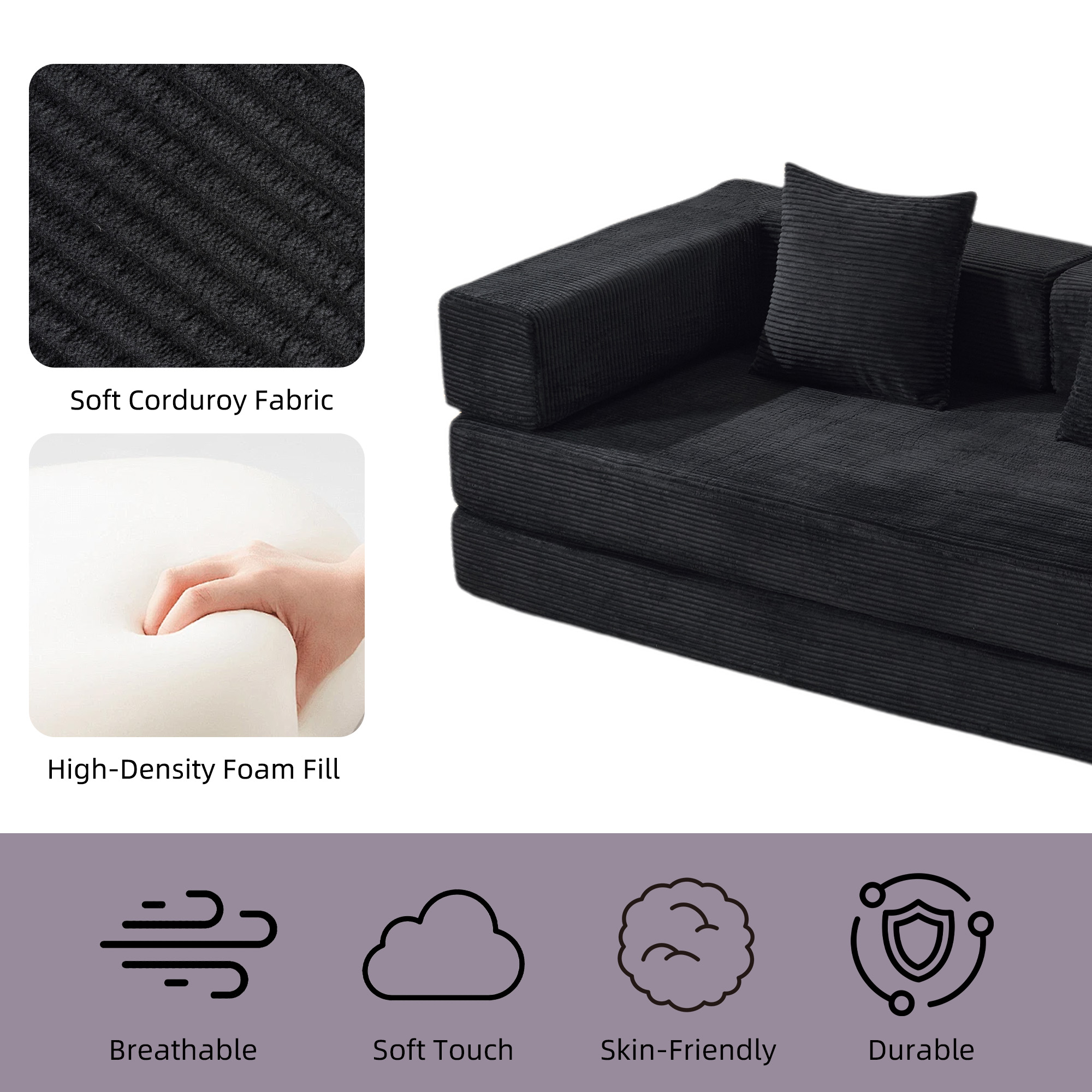 Vista prodotto - Poltrona futon pavimento con cuscino