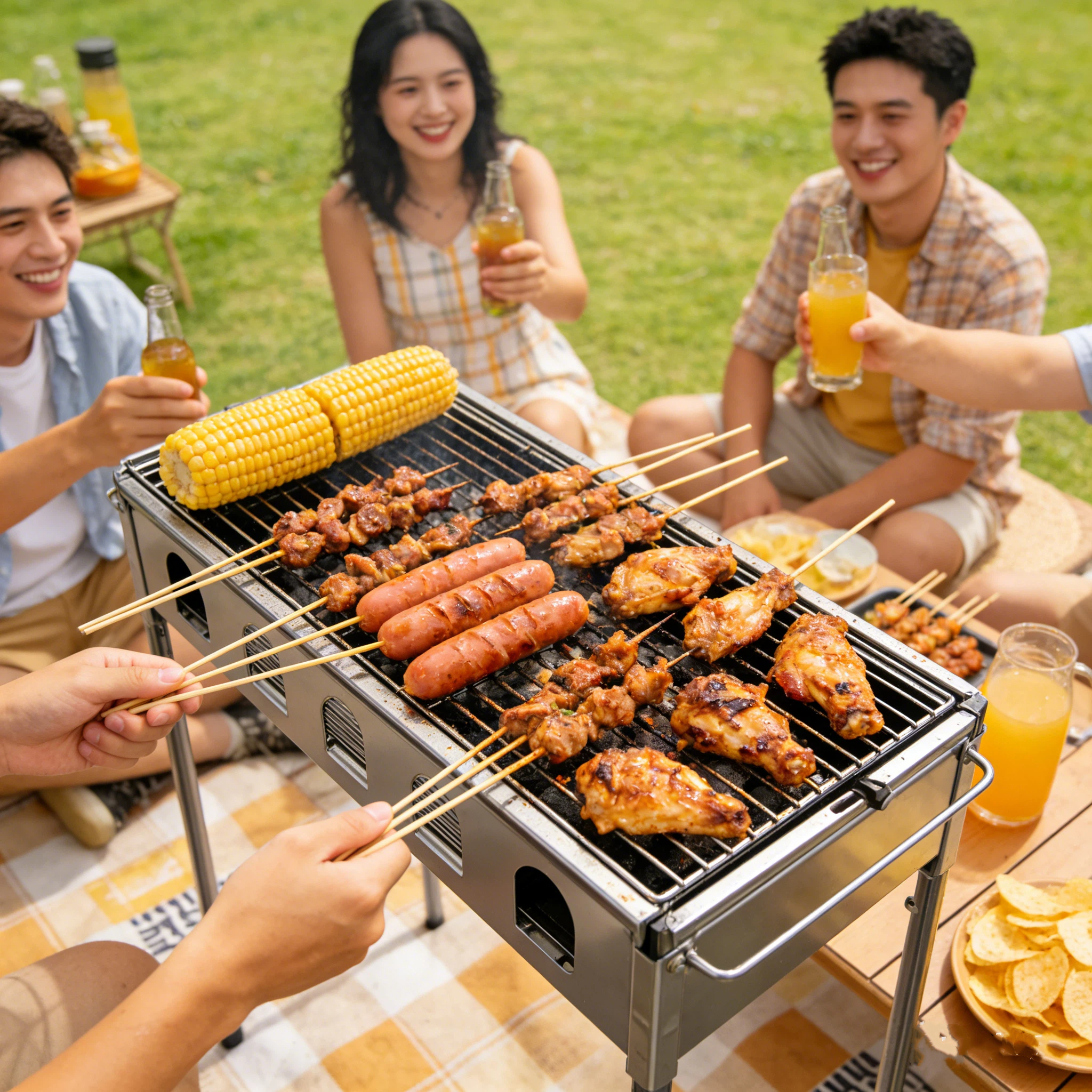 Vista barbecue a carbonella per esterni