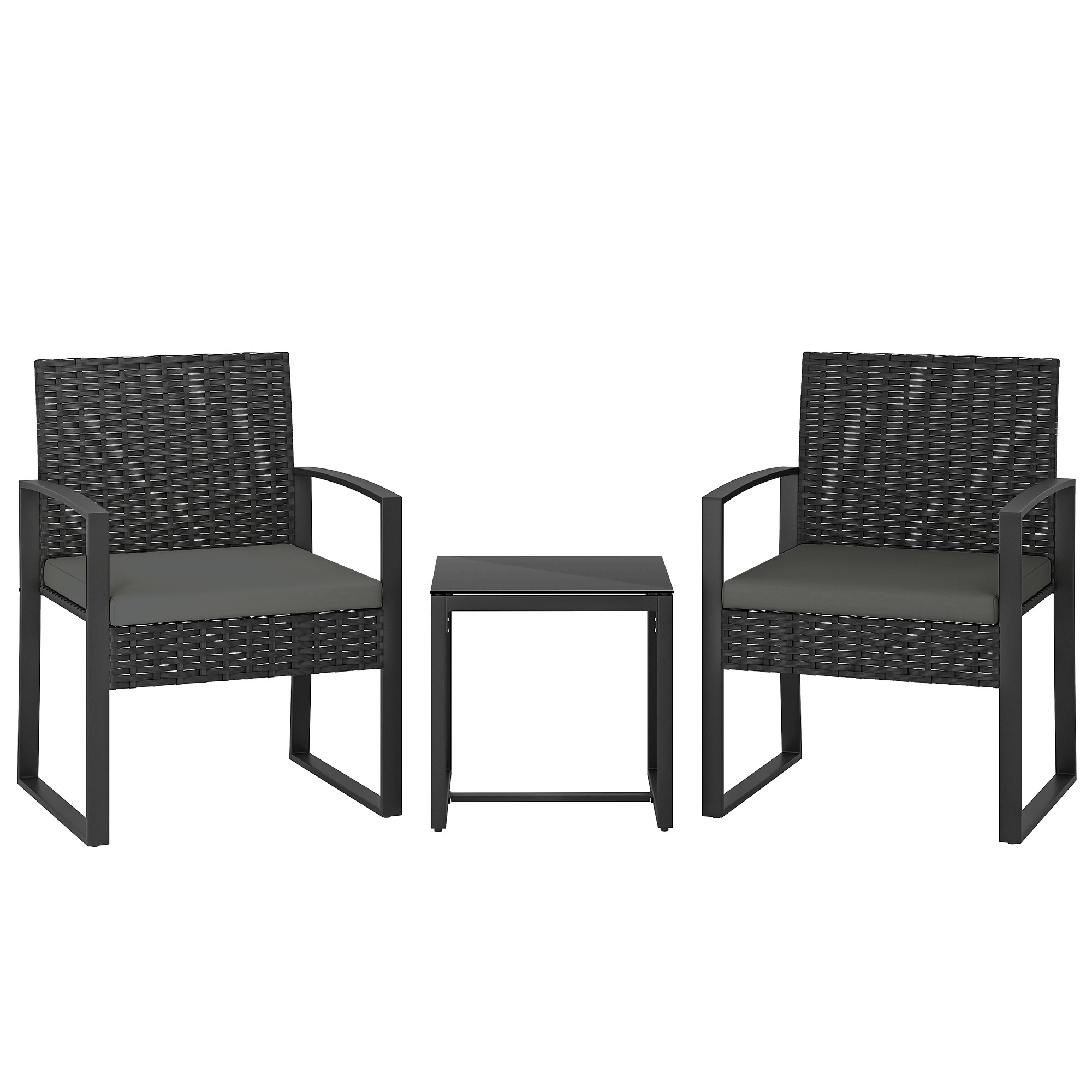 Immagine prodotto - Set bistrot da giardino in rattan grigio scuro