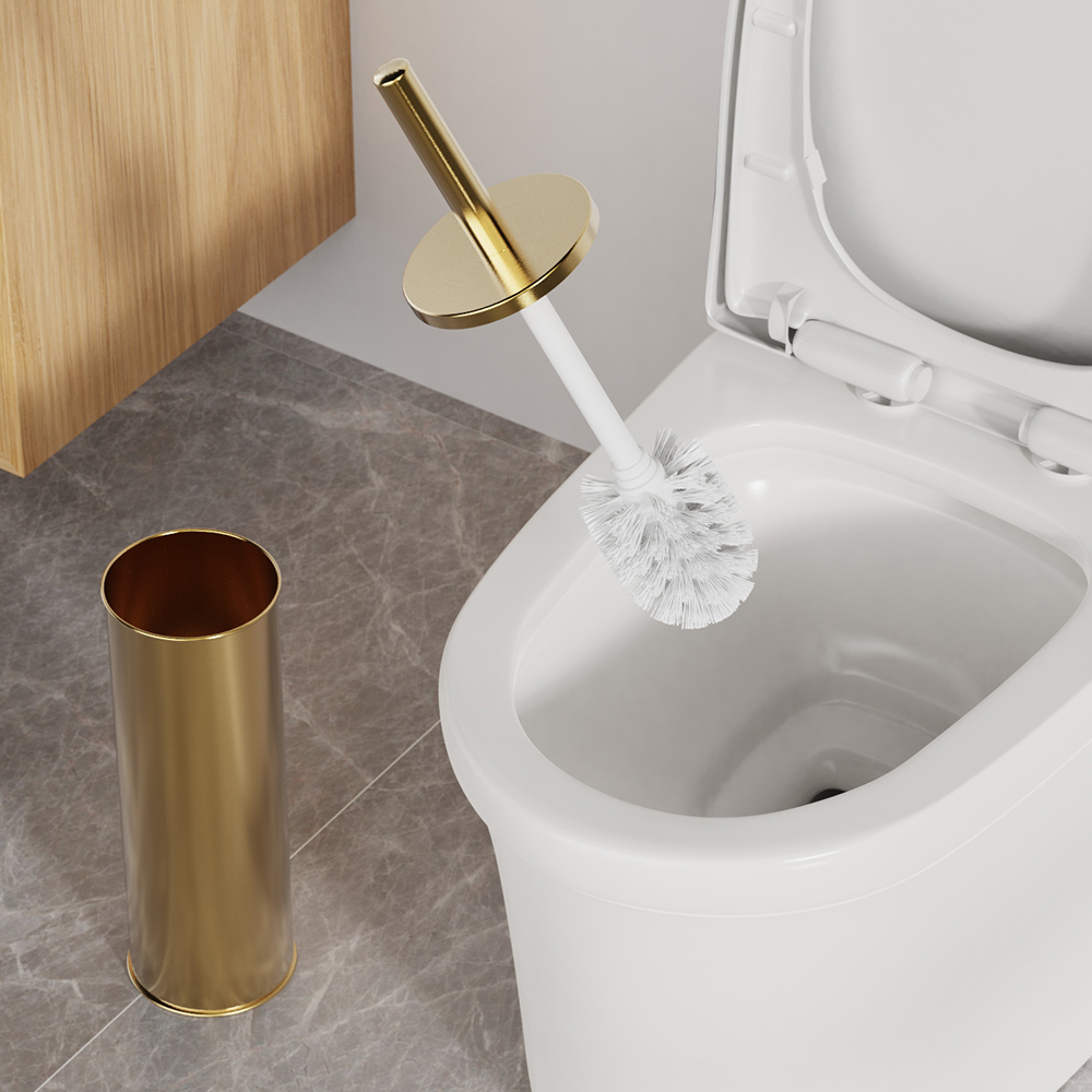 Visuale completa scopino WC dorato