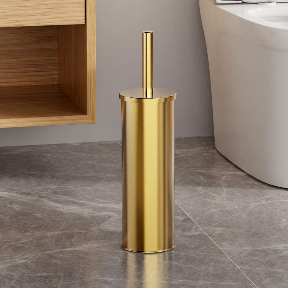 Scopino WC dorato con base in acciaio inox